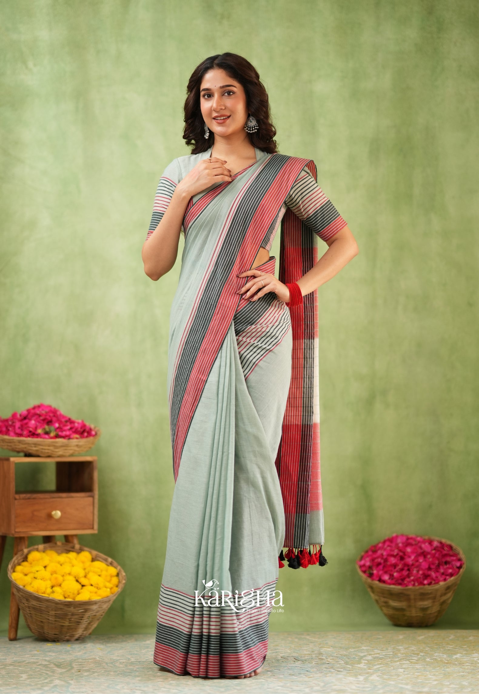 Sootrali Striped Cotton Saree – Elegant Everyday Drapes