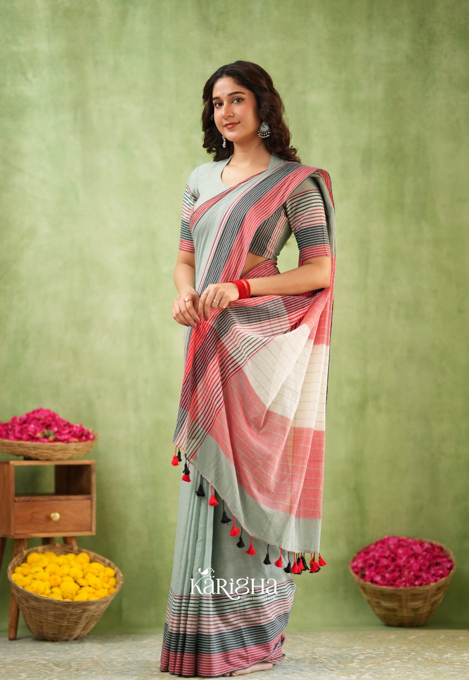 Sootrali Striped Cotton Saree – Elegant Everyday Drapes