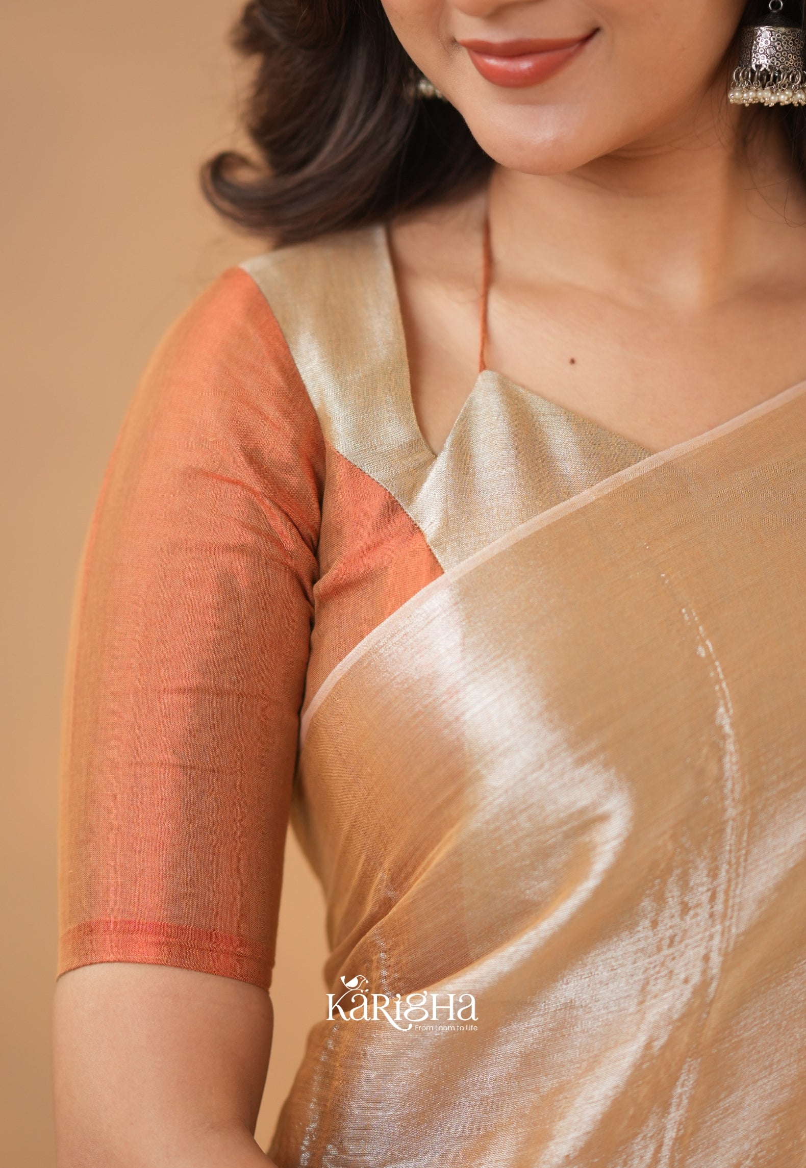 Dual Majesty – Tissue Cotton Saree with Striking Contrast Flow