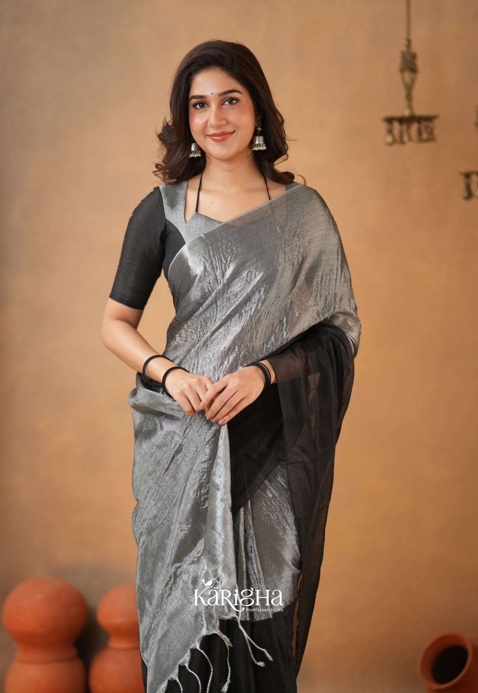 Dual Majesty – Tissue Cotton Saree with Striking Contrast Flow