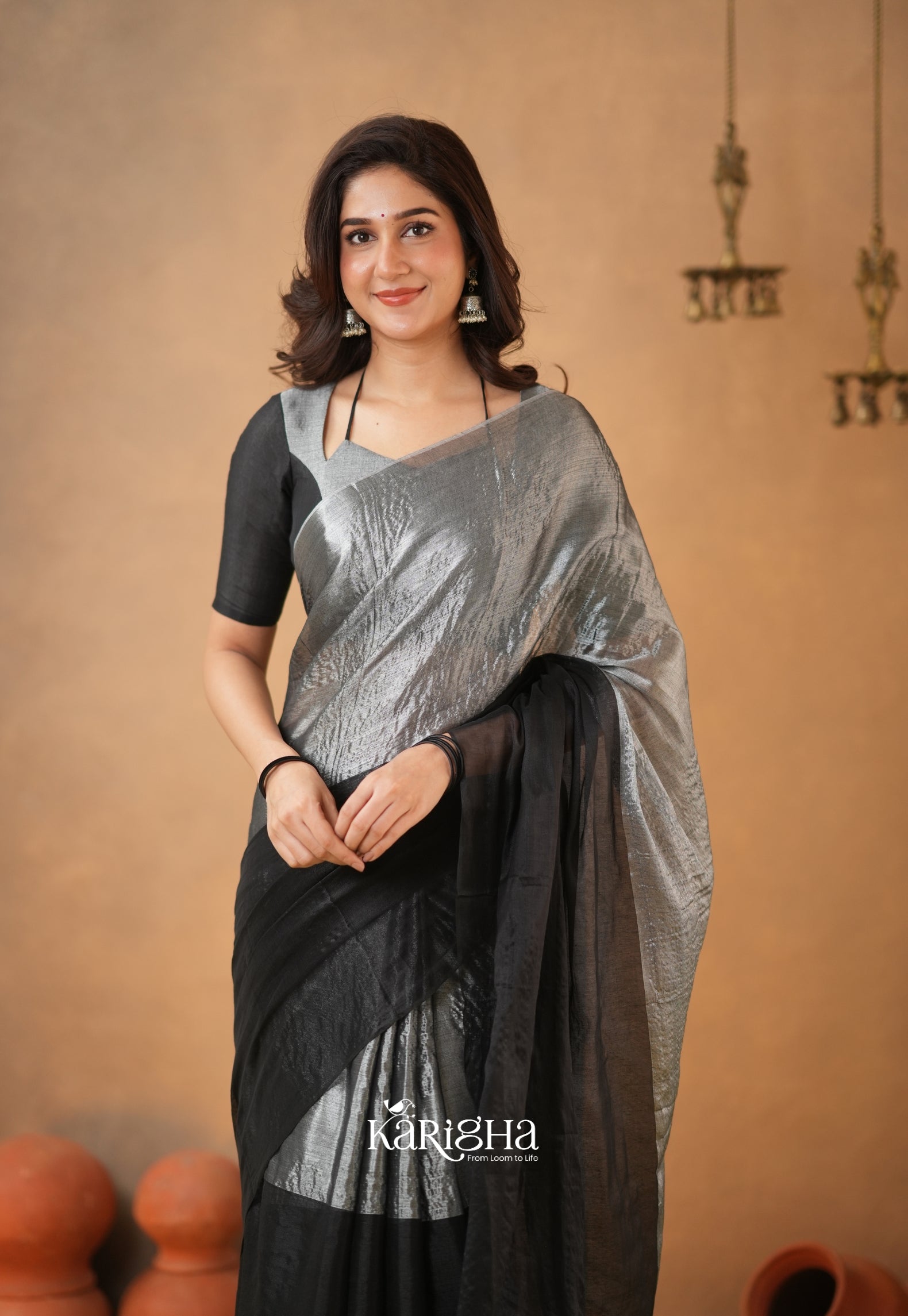 Dual Majesty – Tissue Cotton Saree with Striking Contrast Flow
