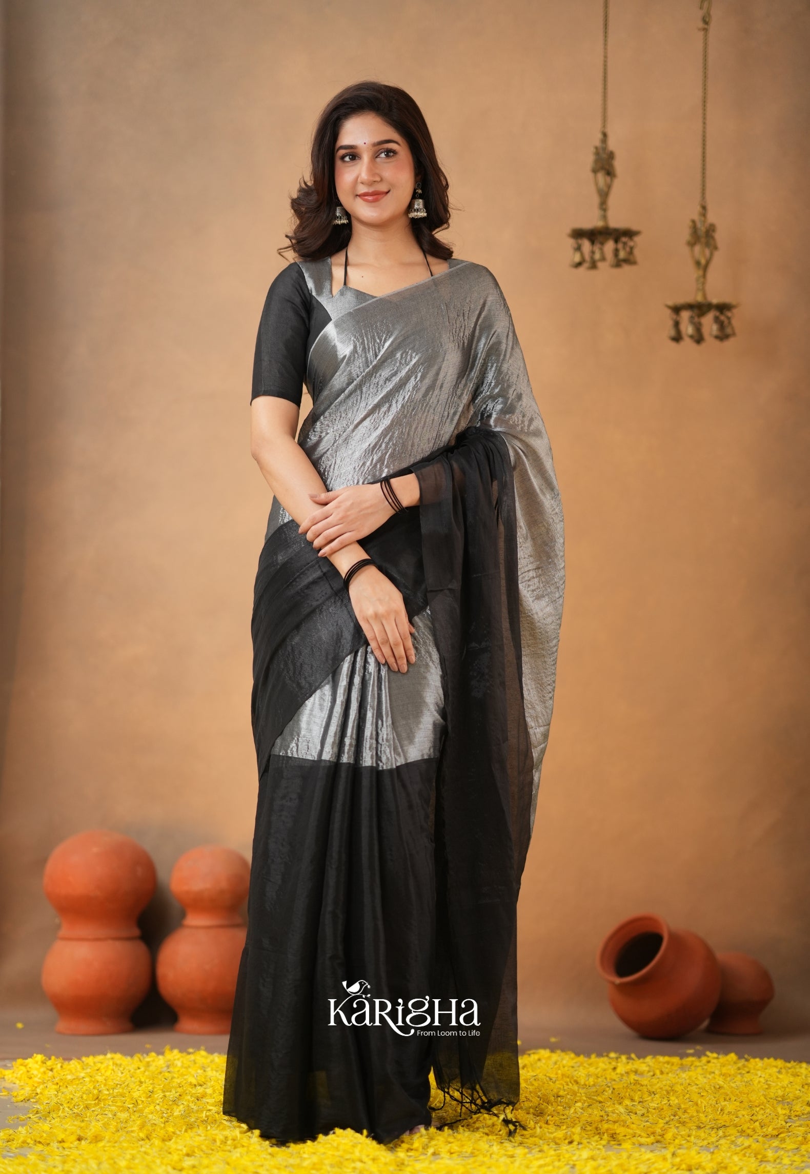 Dual Majesty – Tissue Cotton Saree with Striking Contrast Flow
