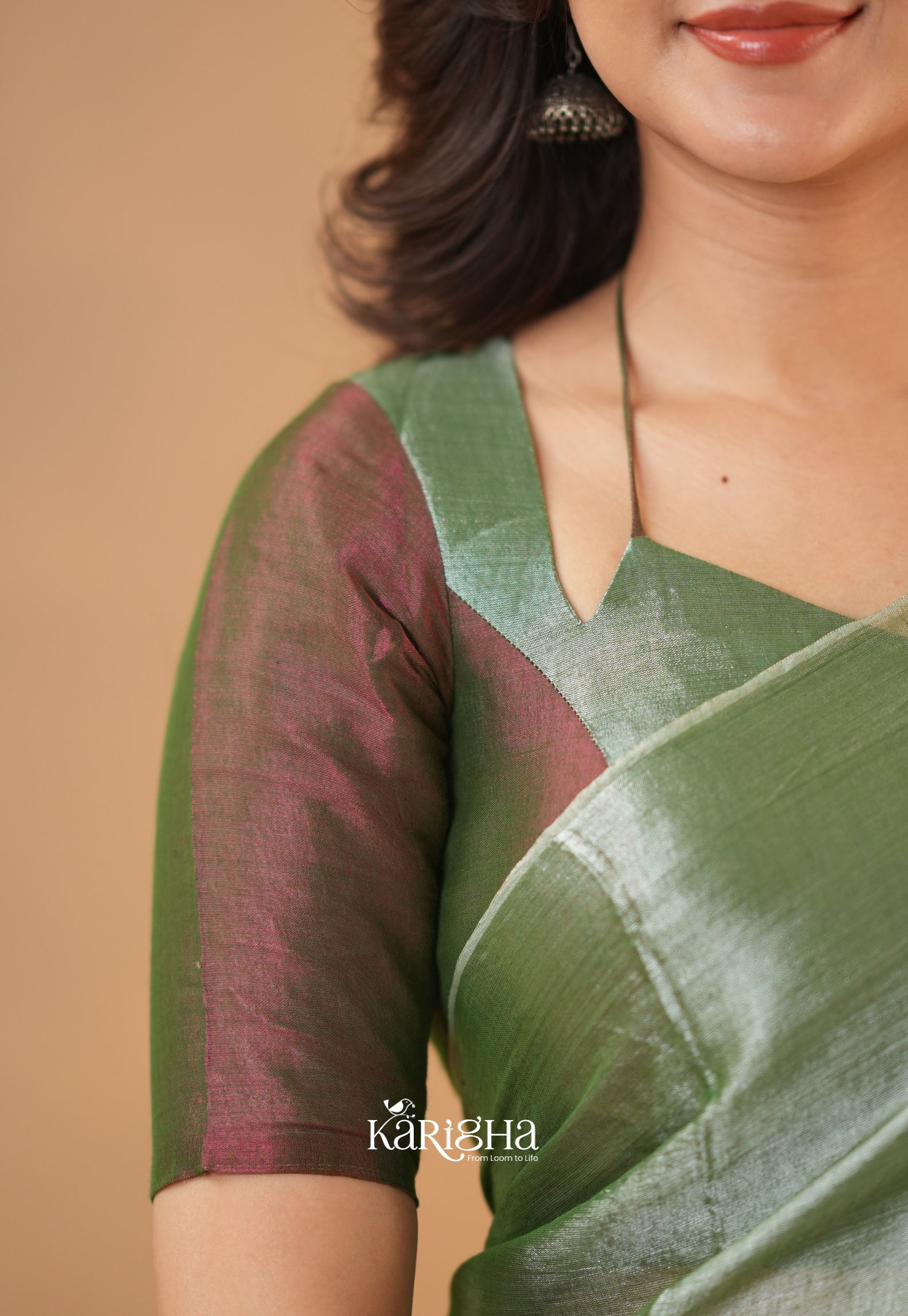 Dual Majesty – Tissue Cotton Saree with Striking Contrast Flow