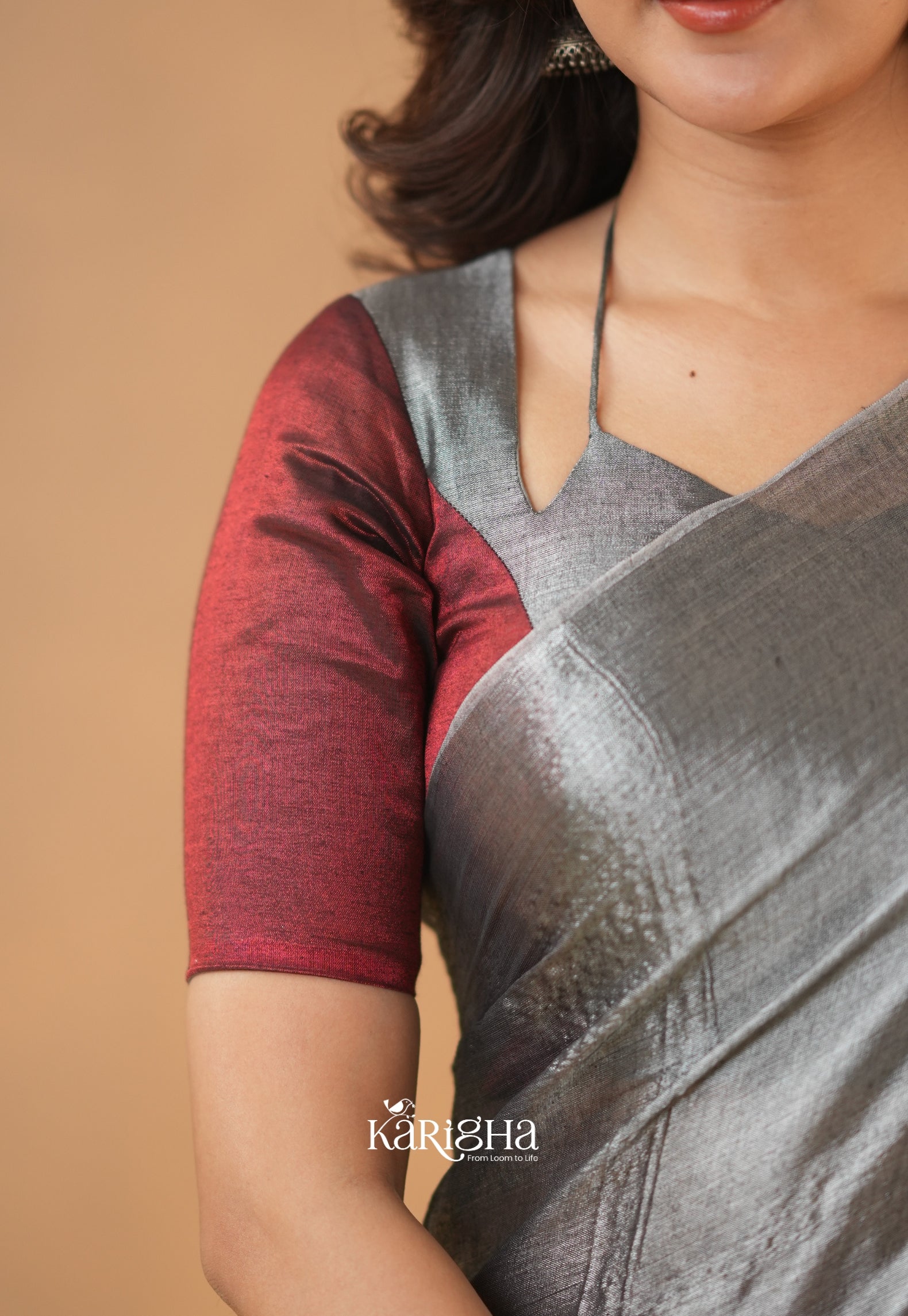 Dual Majesty – Tissue Cotton Saree with Striking Contrast Flow