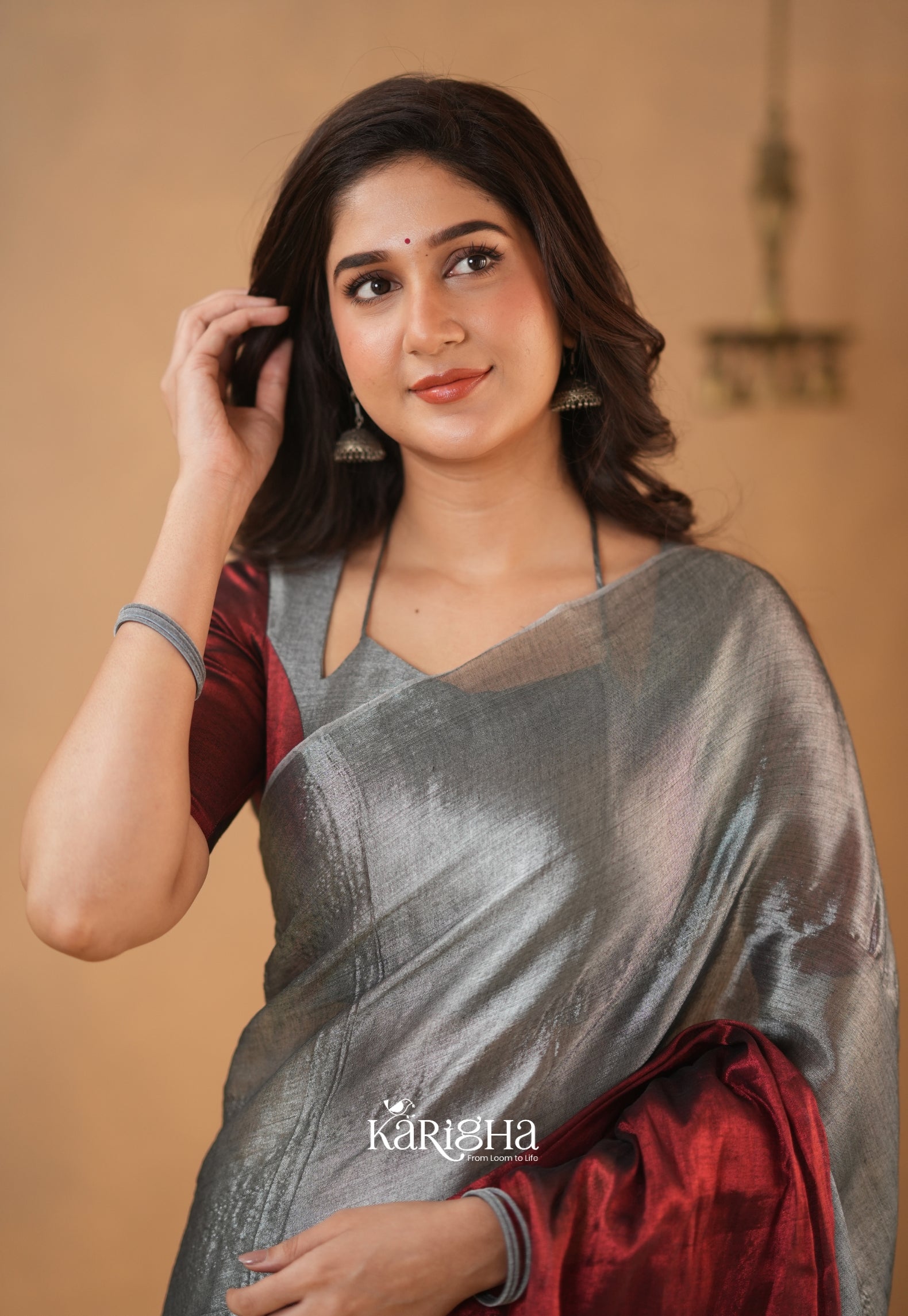 Dual Majesty – Tissue Cotton Saree with Striking Contrast Flow