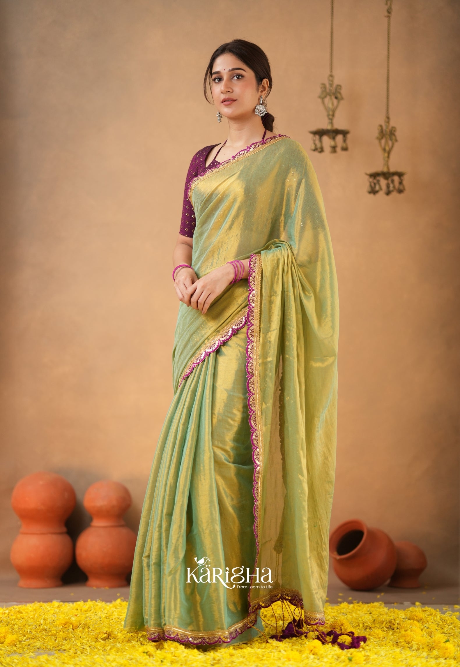 Opal Shine – Tissue Cotton Saree with Radiant Finish