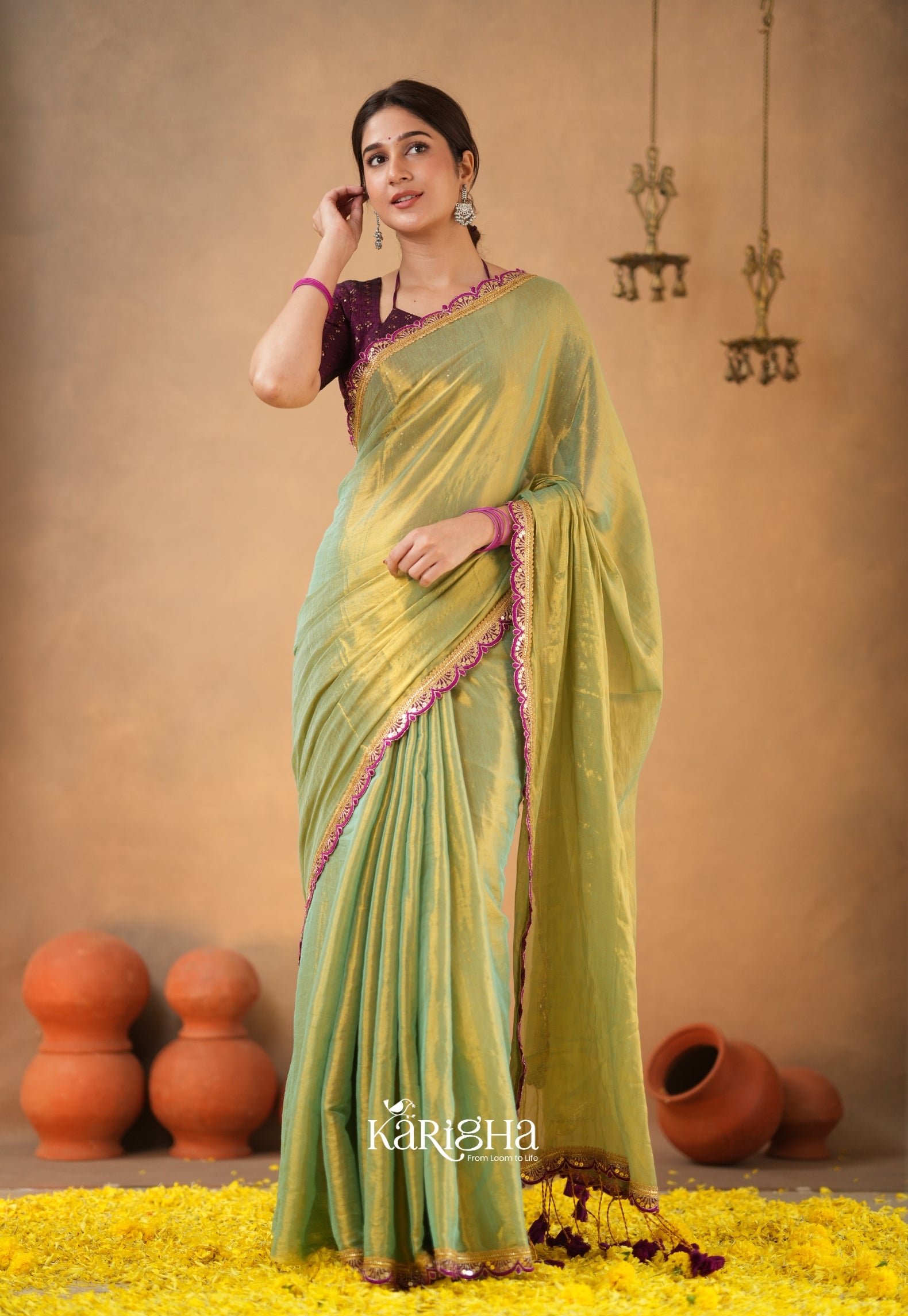 Opal Shine – Tissue Cotton Saree with Radiant Finish