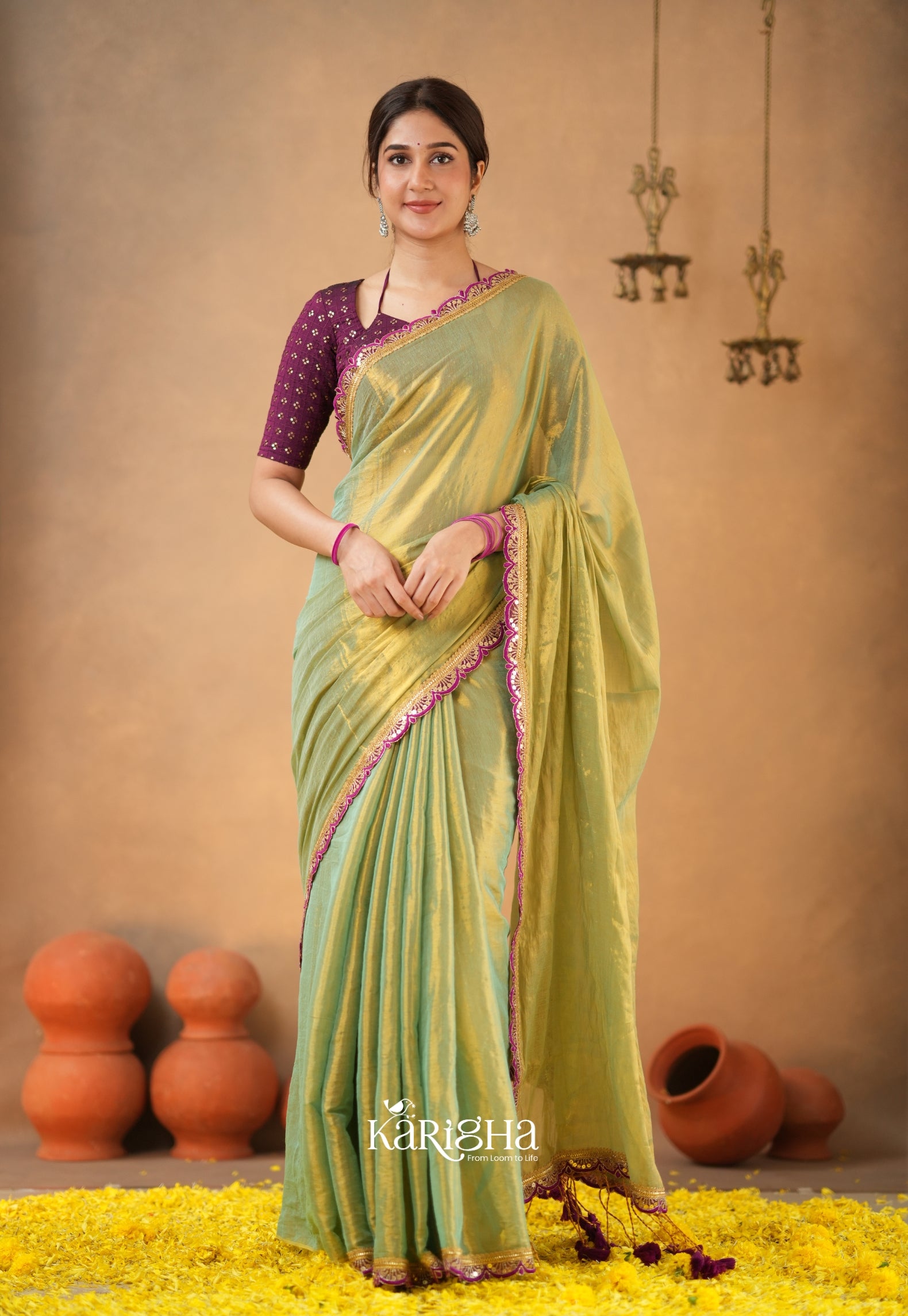Opal Shine – Tissue Cotton Saree with Radiant Finish