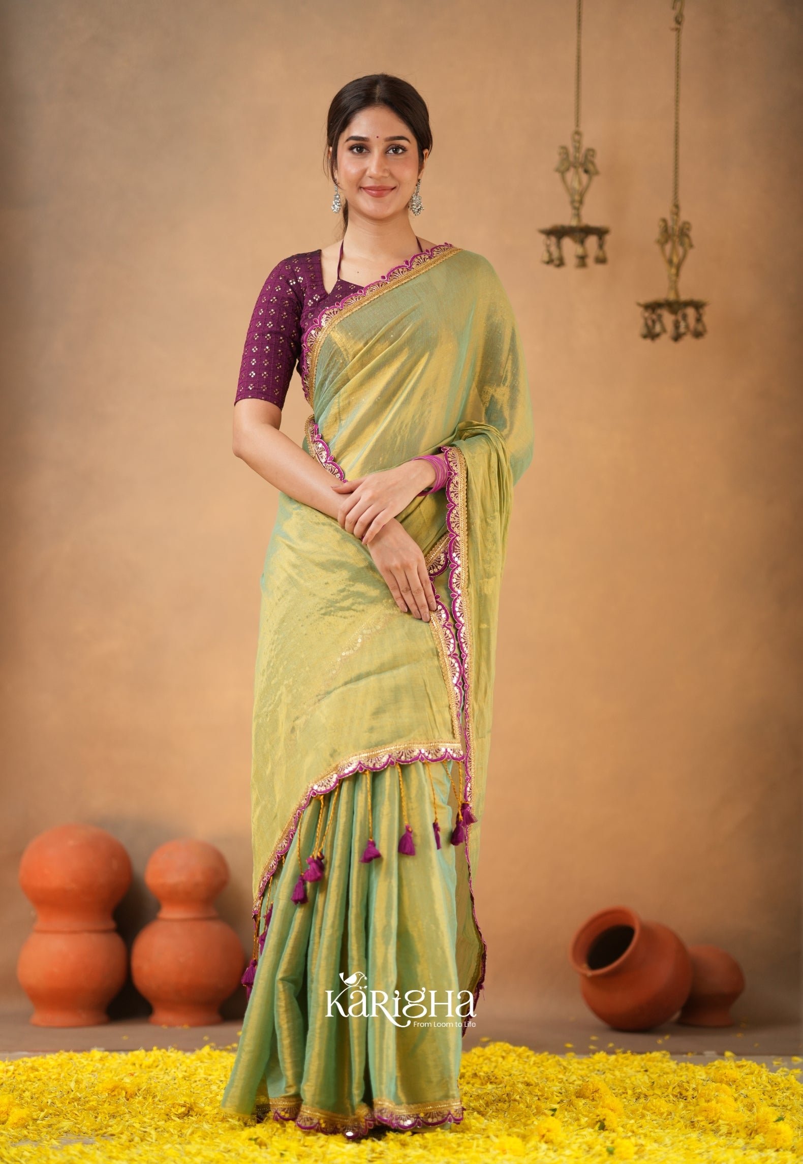 Opal Shine – Tissue Cotton Saree with Radiant Finish