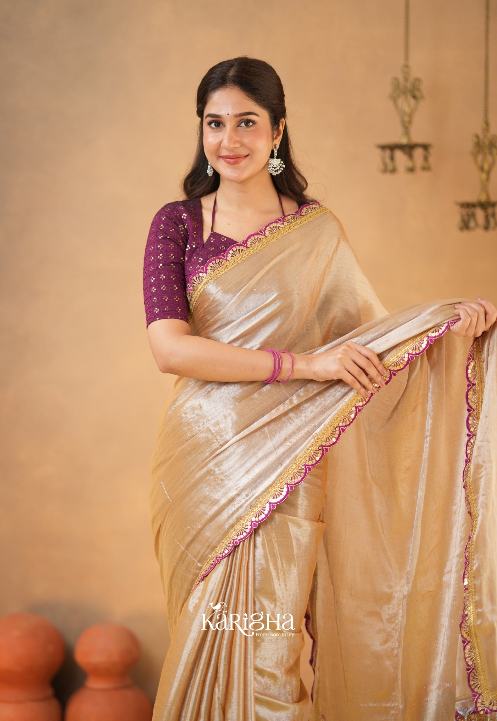 Opal Shine – Tissue Cotton Saree with Radiant Finish