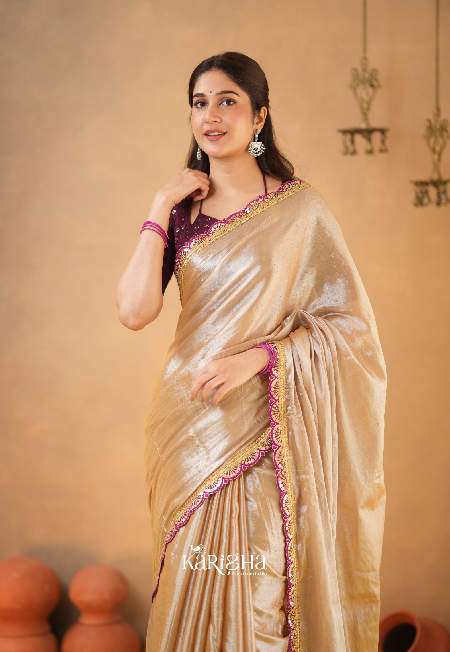 Opal Shine – Tissue Cotton Saree with Radiant Finish