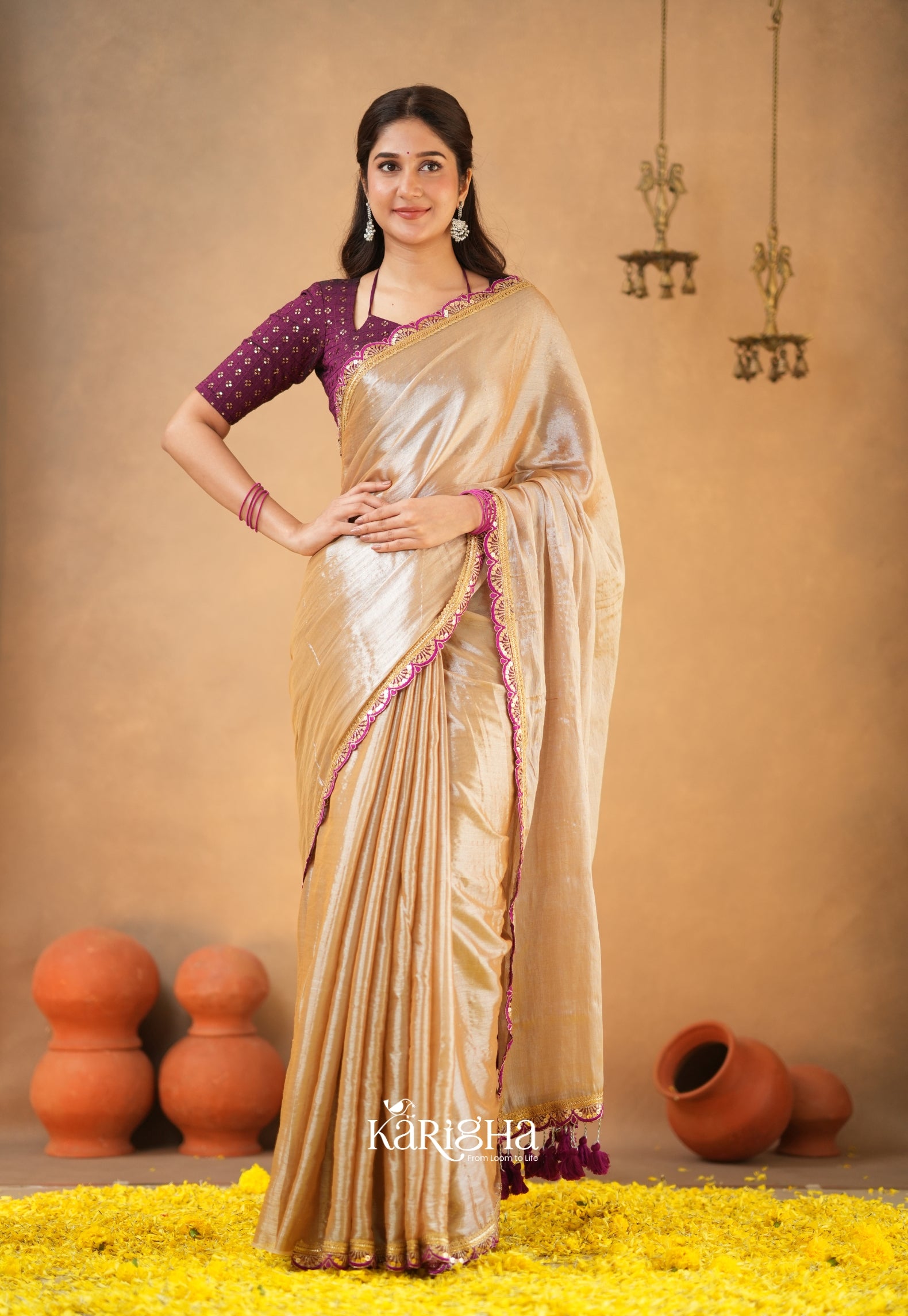 Opal Shine – Tissue Cotton Saree with Radiant Finish