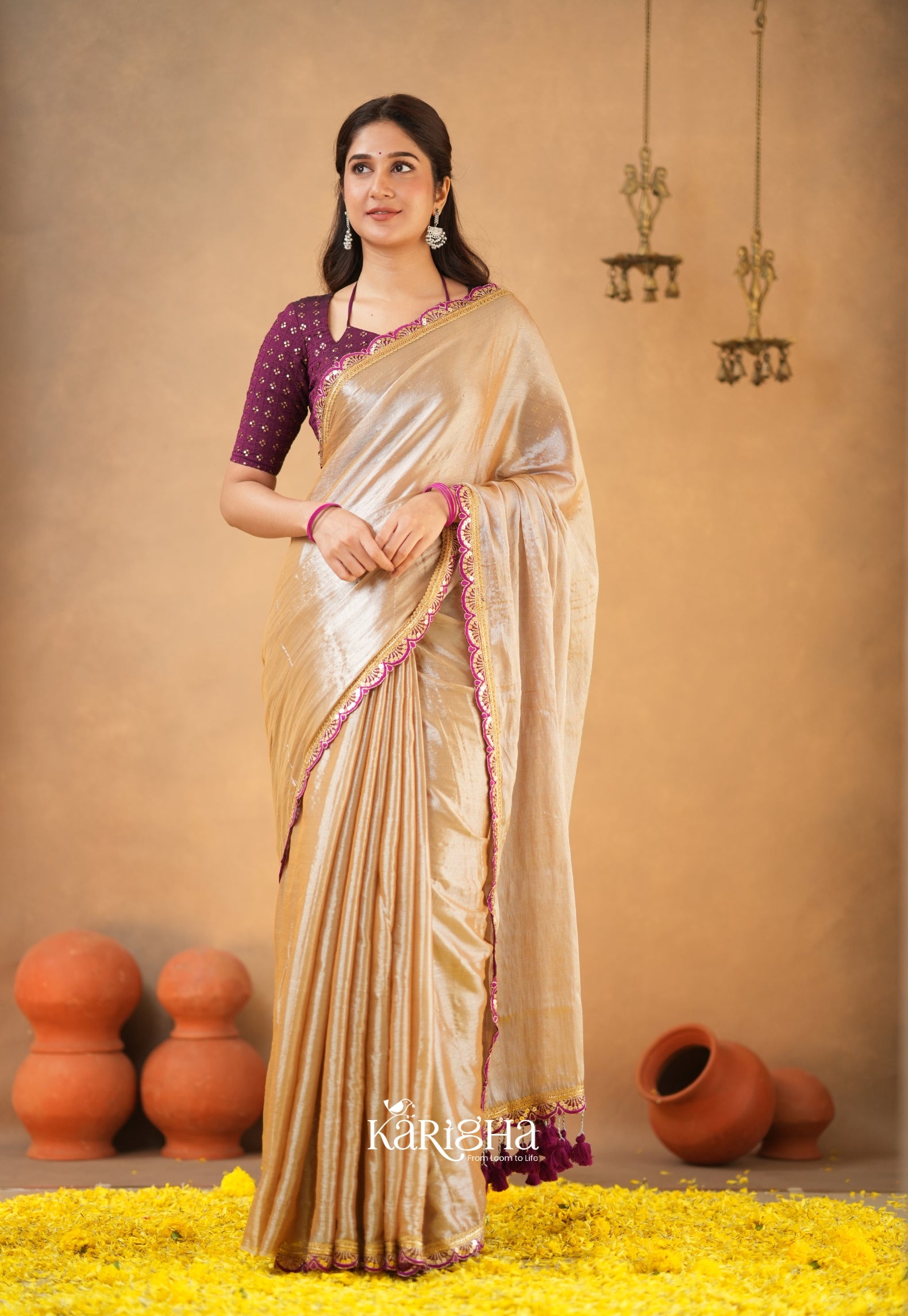 Opal Shine – Tissue Cotton Saree with Radiant Finish