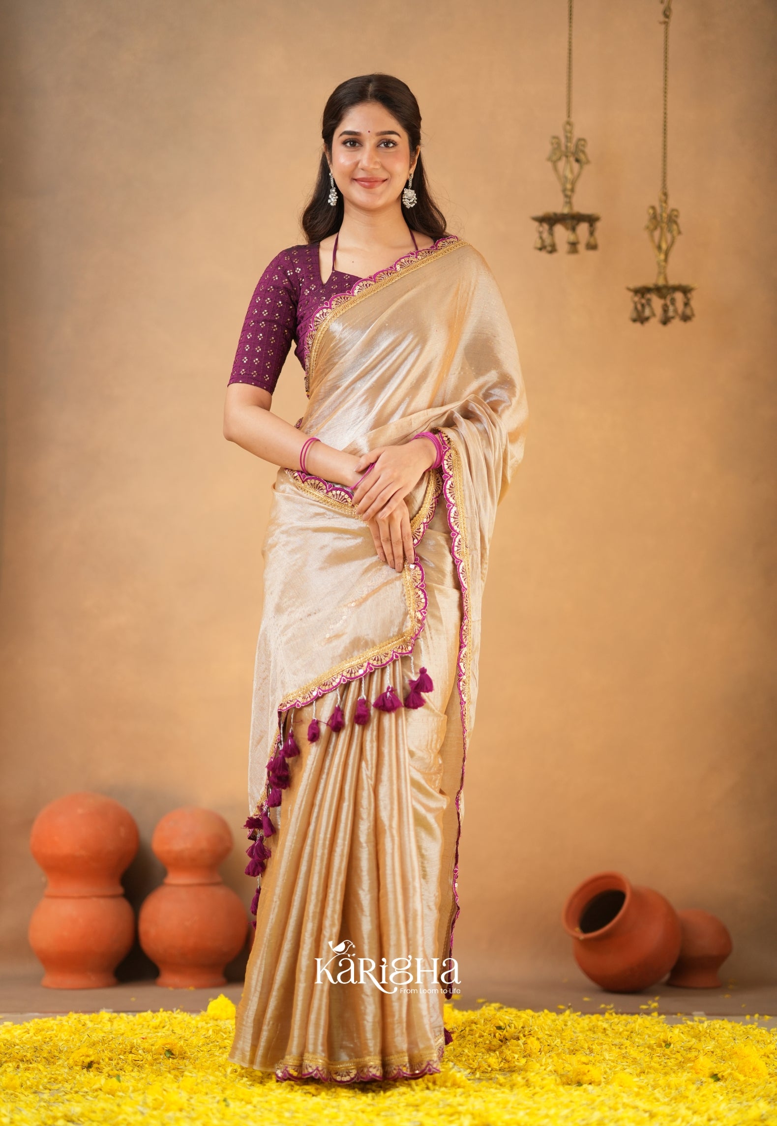 Opal Shine – Tissue Cotton Saree with Radiant Finish