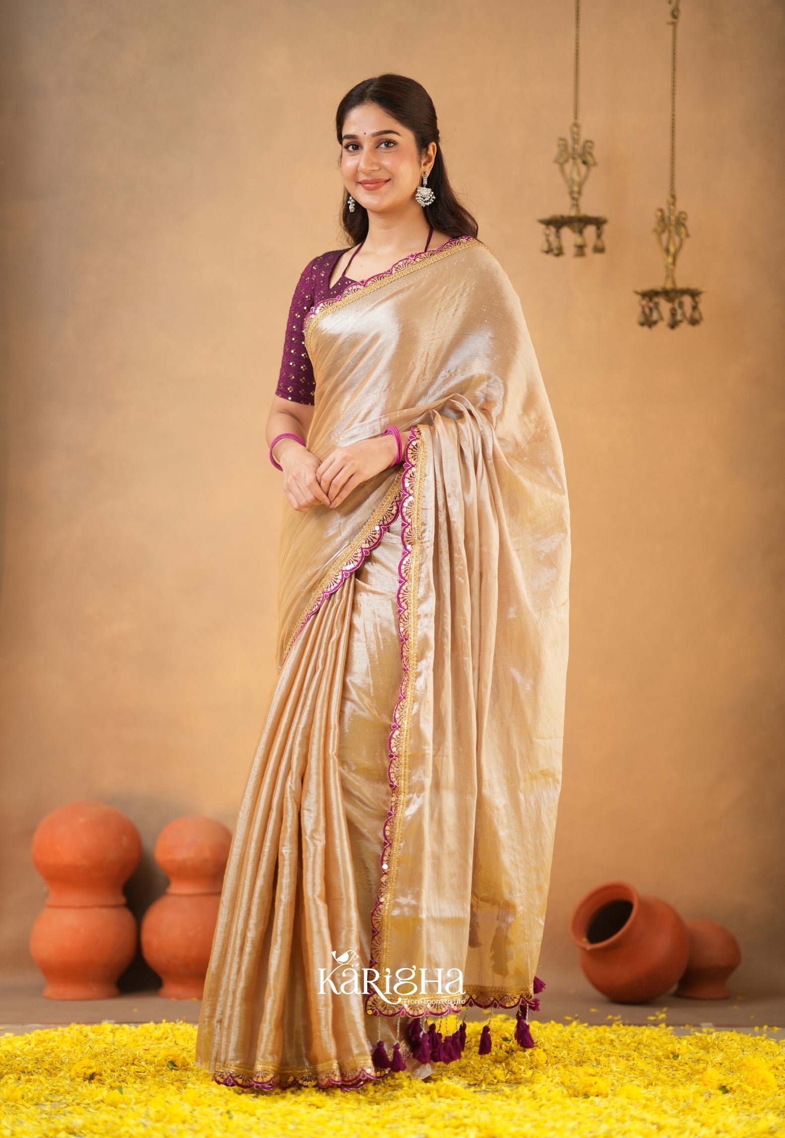 Opal Shine – Tissue Cotton Saree with Radiant Finish