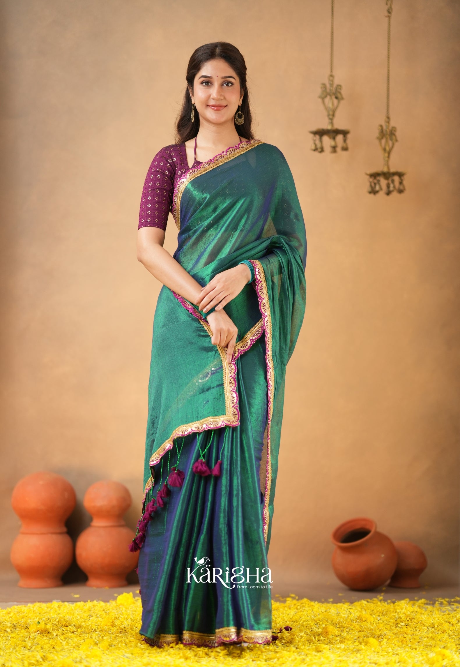 Opal Shine – Tissue Cotton Saree with Radiant Finish