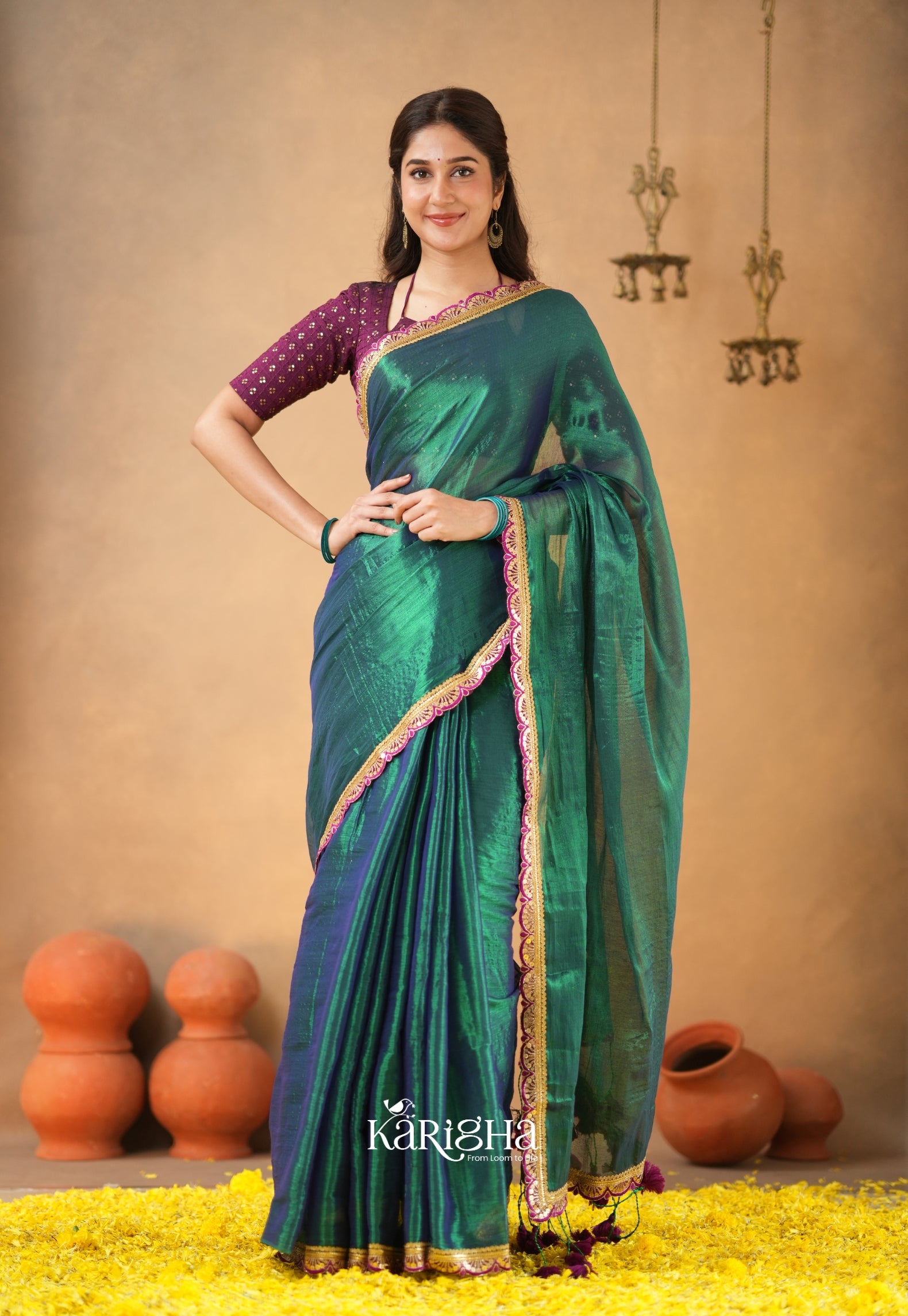 Opal Shine – Tissue Cotton Saree with Radiant Finish