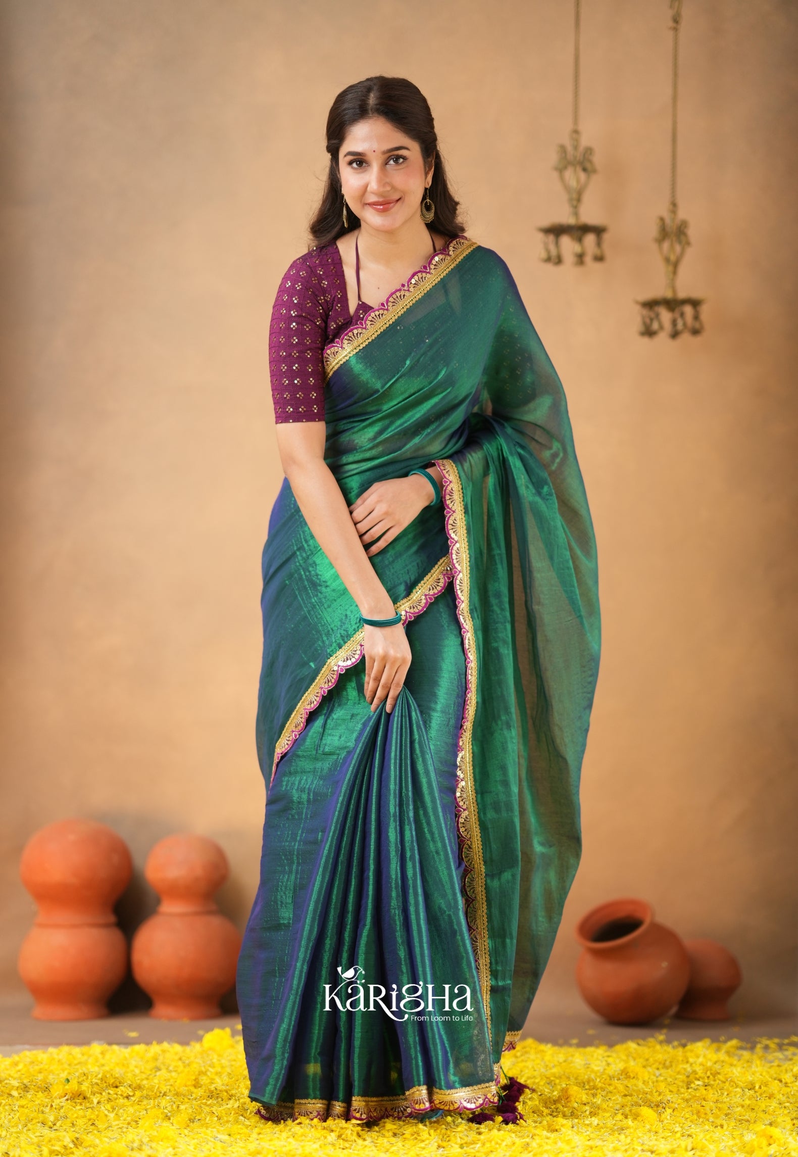 Opal Shine – Tissue Cotton Saree with Radiant Finish