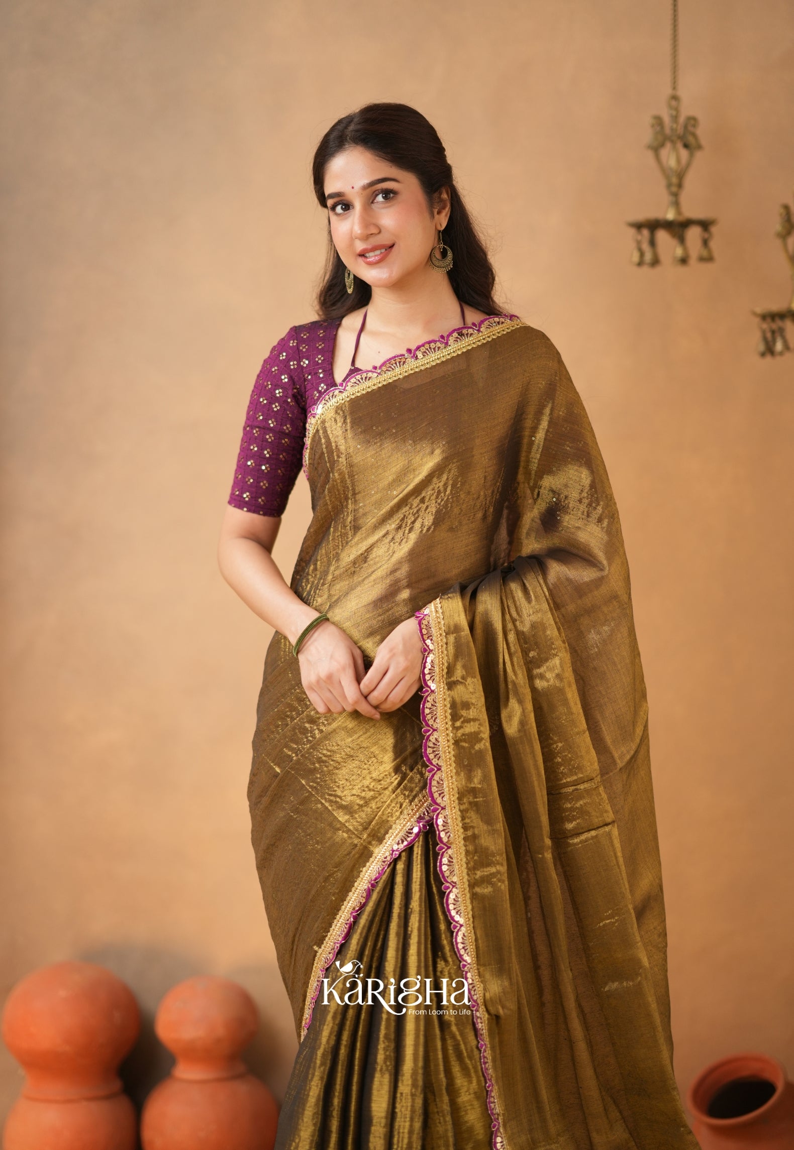 Opal Shine – Tissue Cotton Saree with Radiant Finish