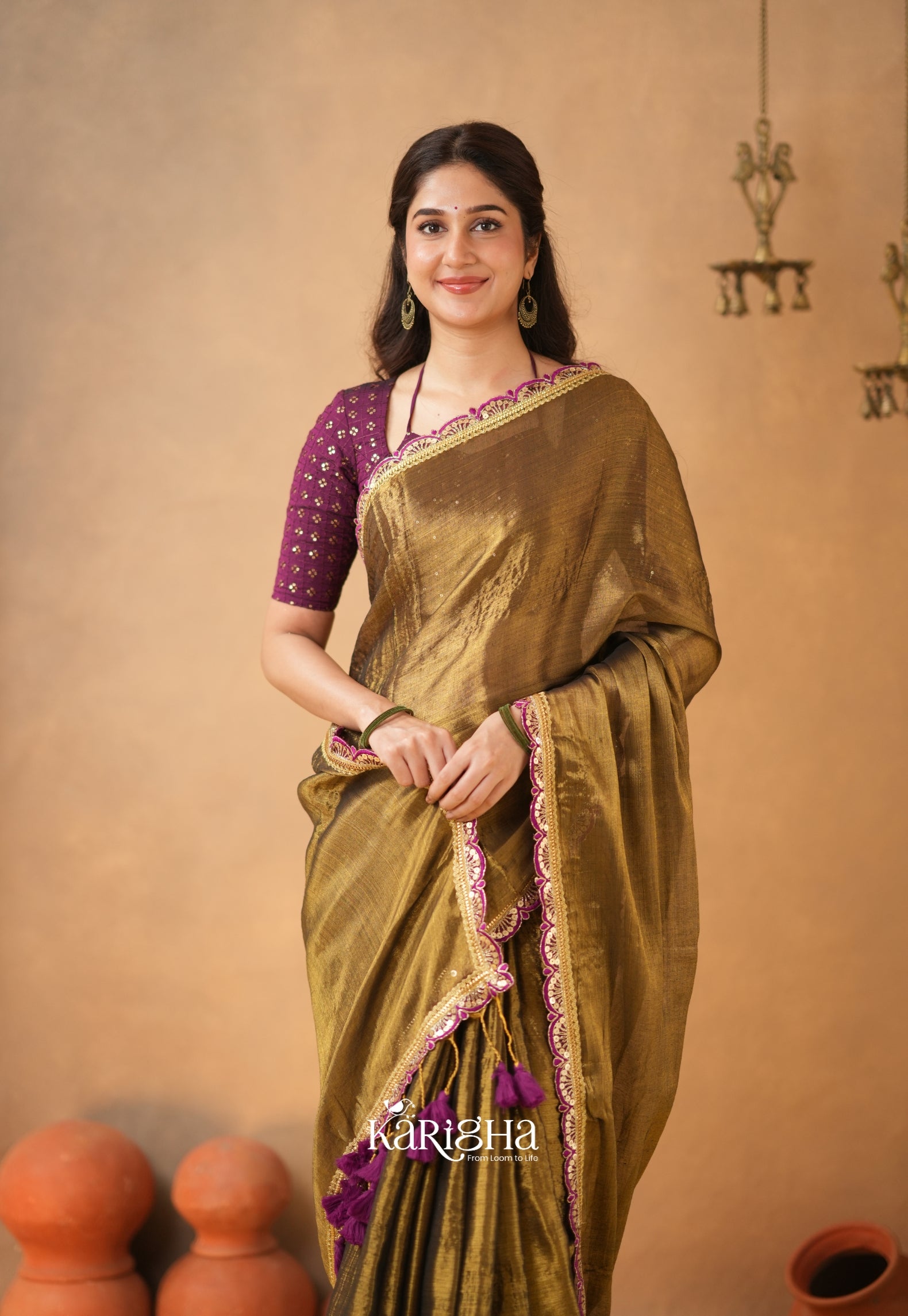 Opal Shine – Tissue Cotton Saree with Radiant Finish