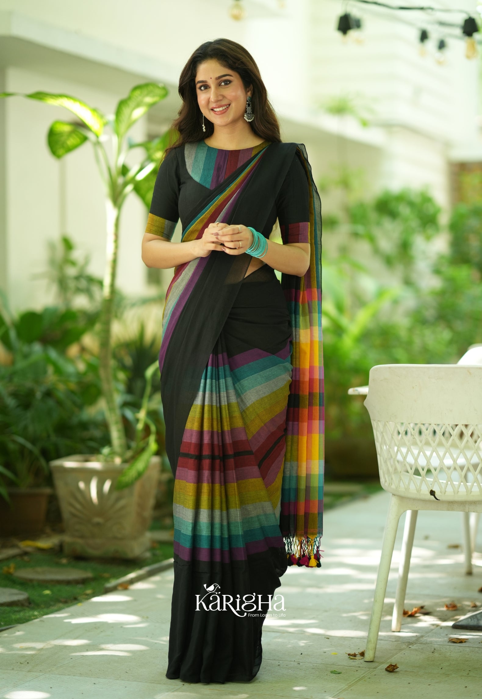 Vibrant Mul Cotton Checks Saree