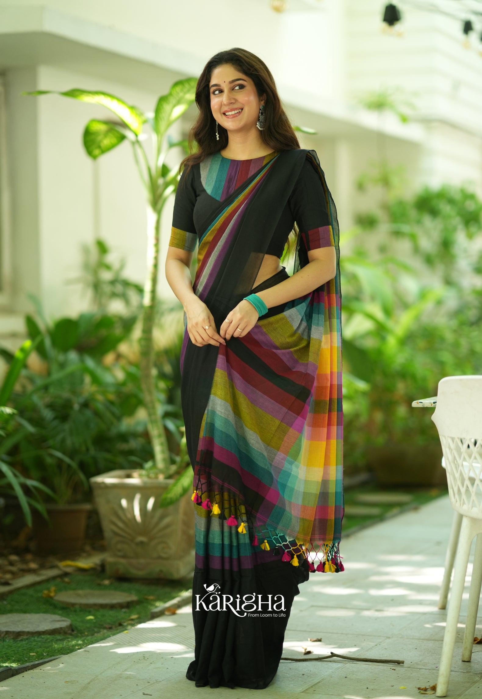 Vibrant Mul Cotton Checks Saree