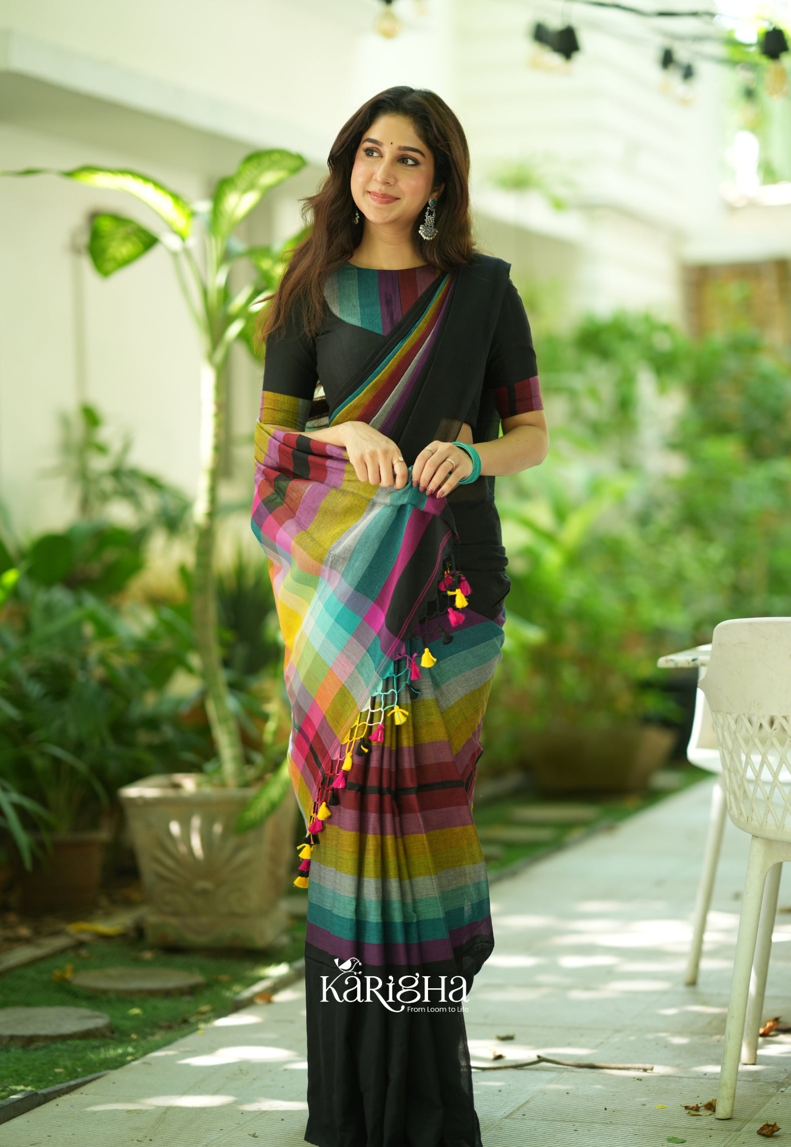 Vibrant Mul Cotton Checks Saree