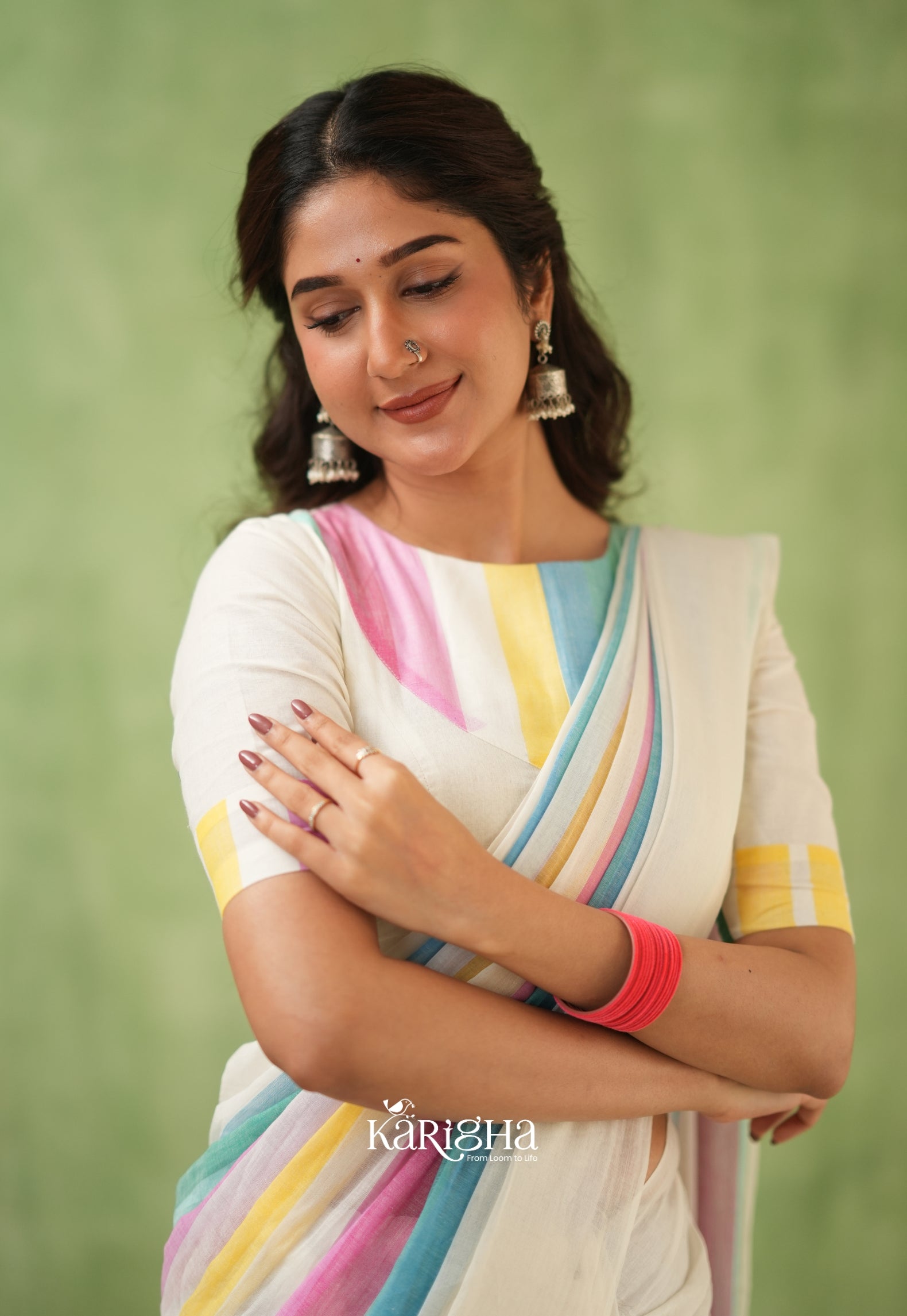 Vibrant Mul Cotton Checks Saree