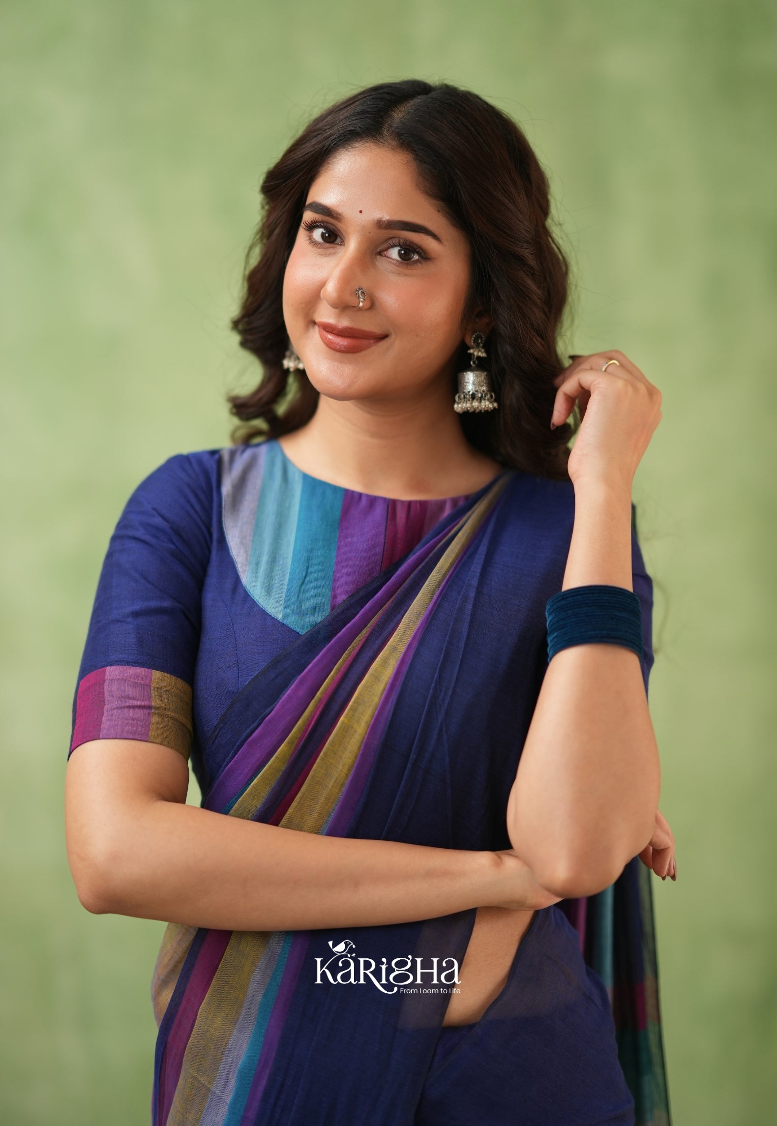 Vibrant Mul Cotton Checks Saree