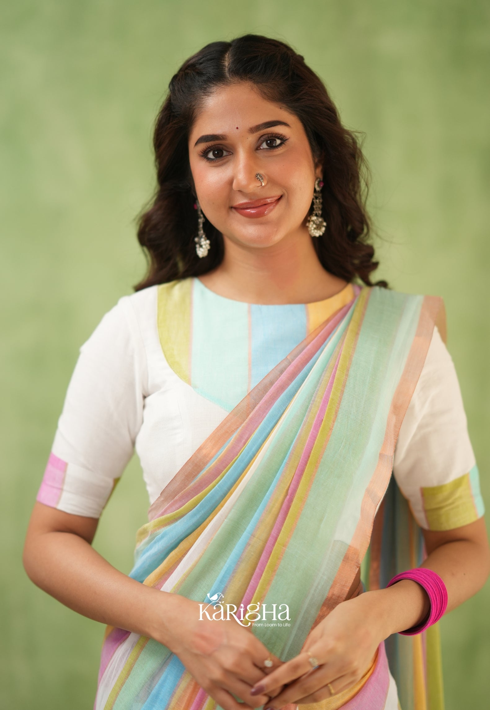 Multicolor Mul Cotton Saree – Vibrant Weave Magic