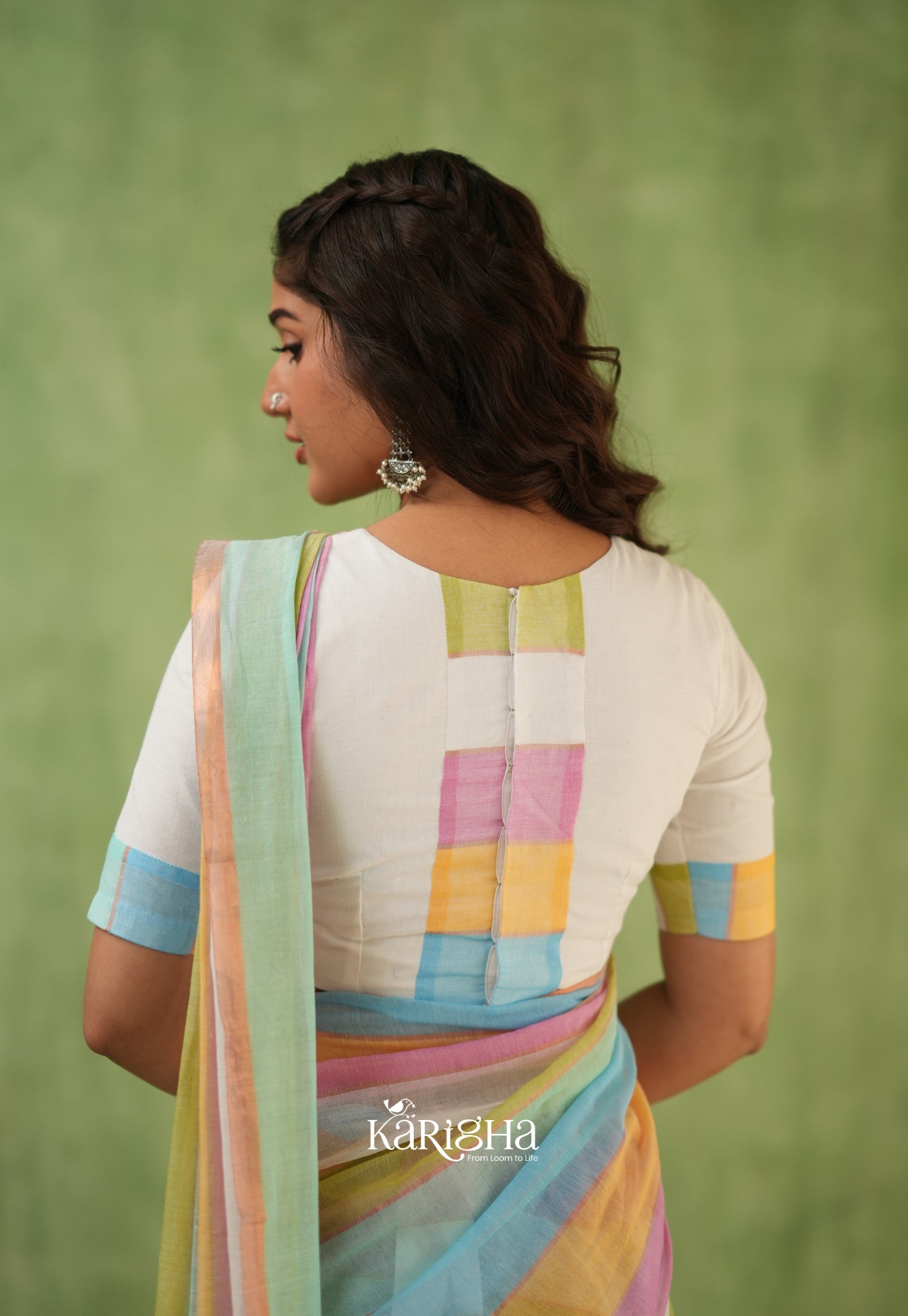 Multicolor Mul Cotton Saree – Vibrant Weave Magic