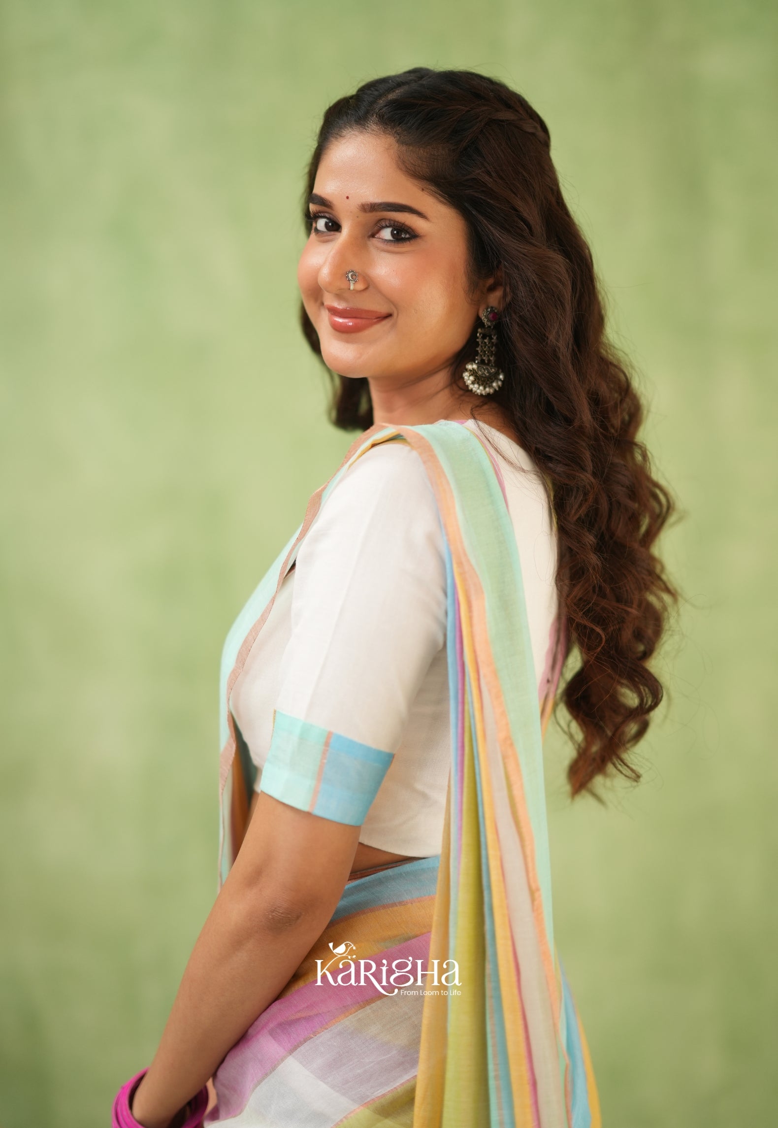 Multicolor Mul Cotton Saree – Vibrant Weave Magic