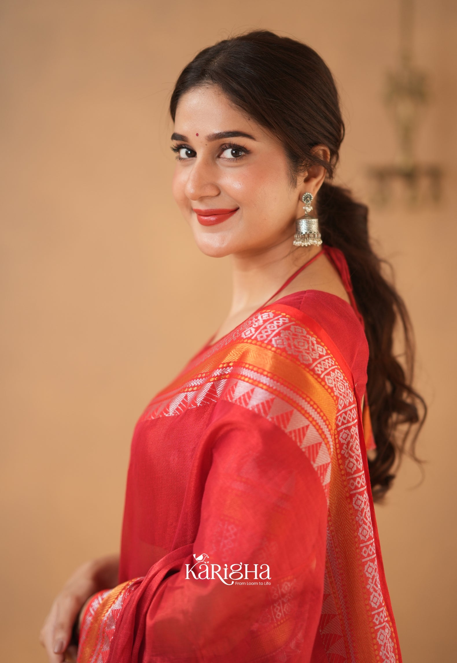 Ruby Loom – Elegant Tissue Cotton Saree with Artful Finish