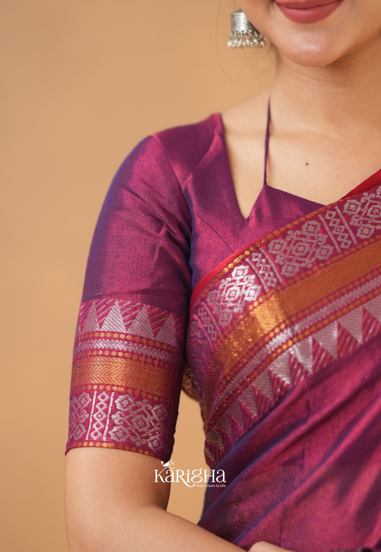 Magenta Muse – Artisanal Tissue Cotton Saree with Graceful Drape
