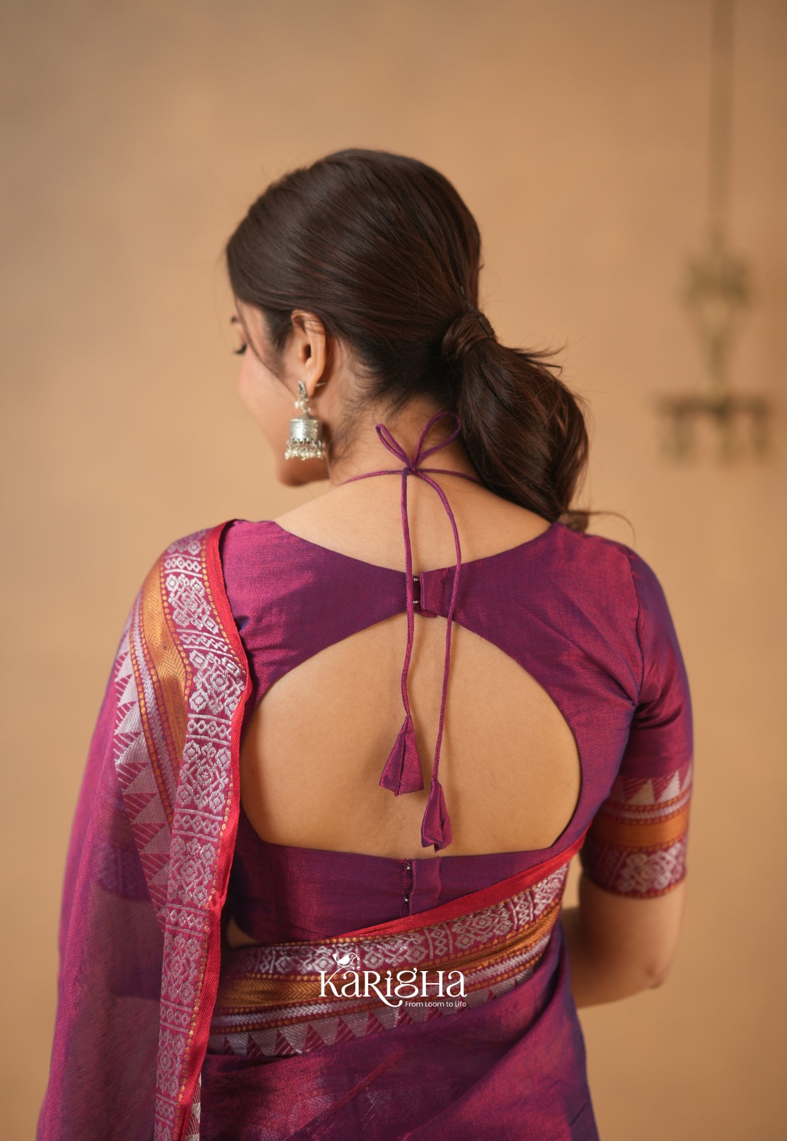 Magenta Muse – Artisanal Tissue Cotton Saree with Graceful Drape
