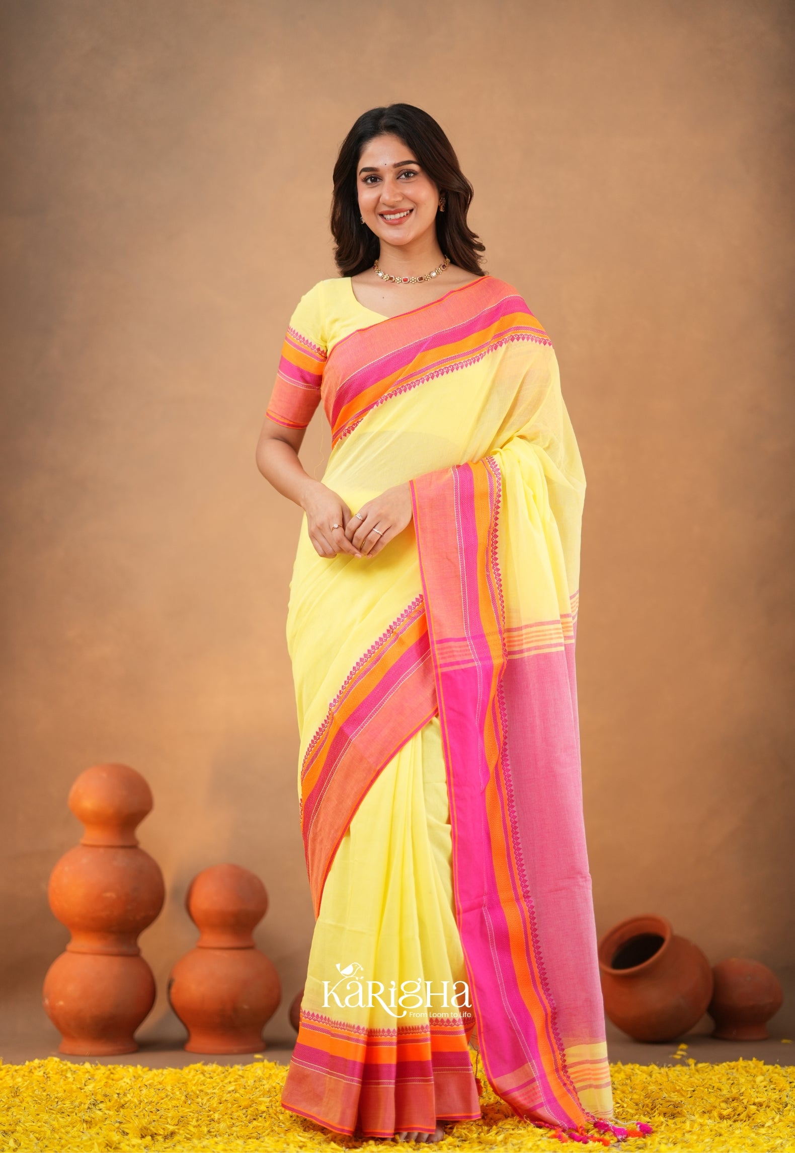 Calcutta Craft – Artisanal Cotton Saree with Timeless Weave