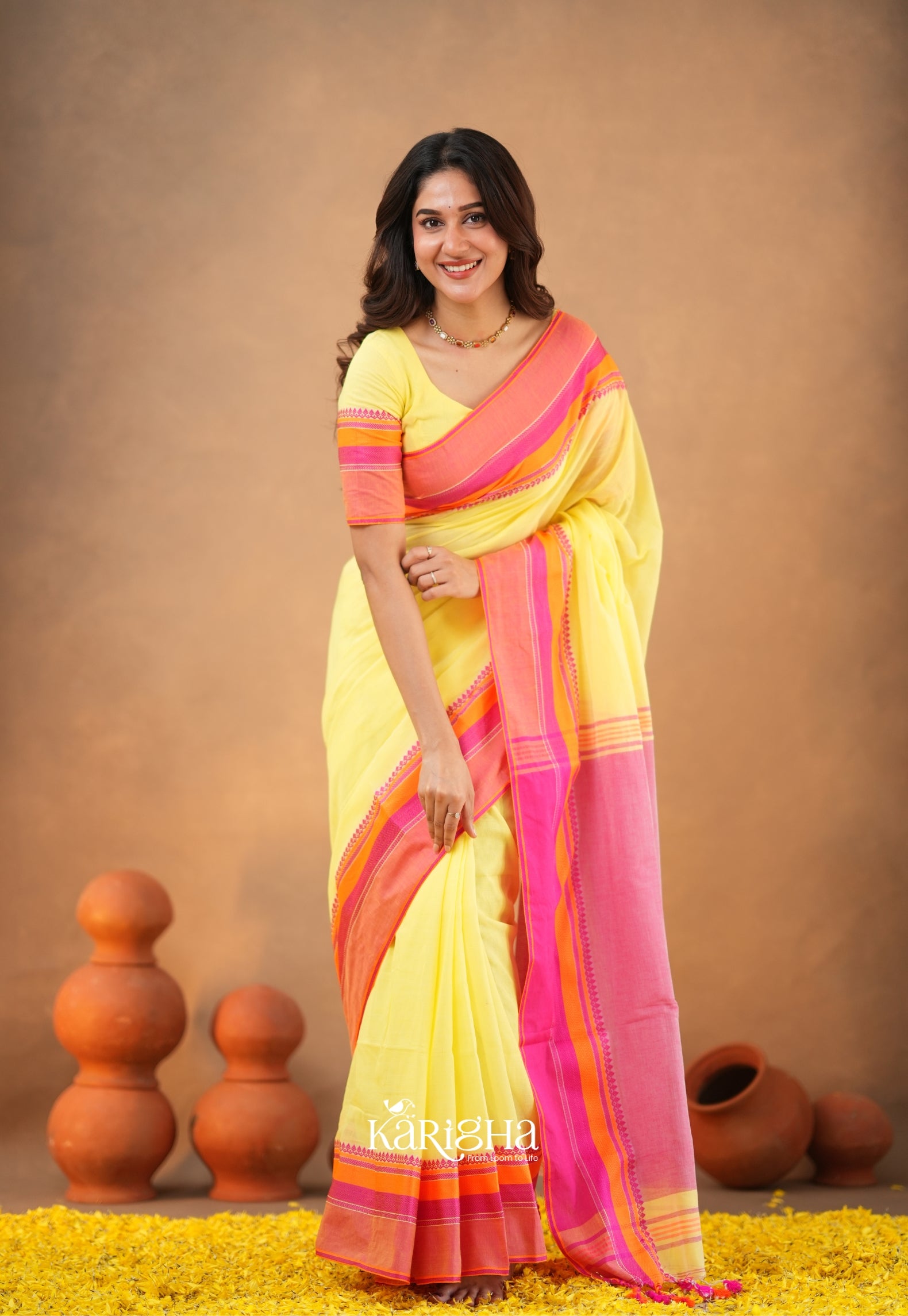 Calcutta Craft – Artisanal Cotton Saree with Timeless Weave