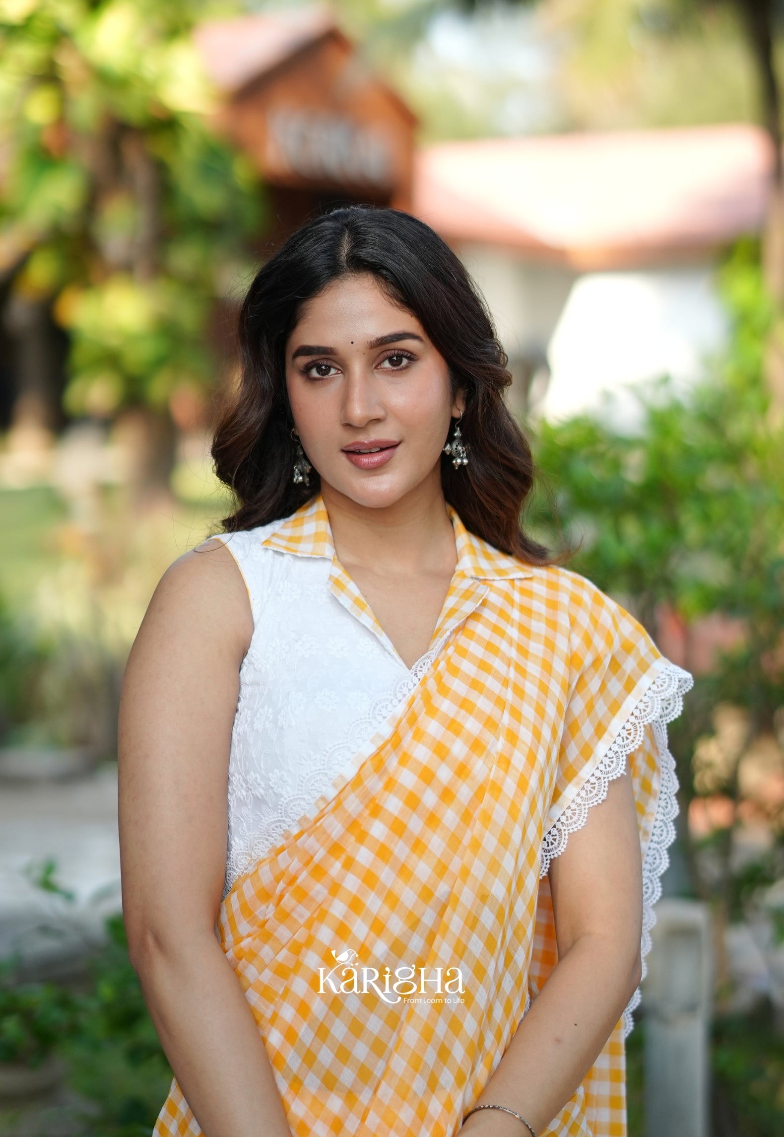 Sunny Picnic Check Mul Cotton Saree