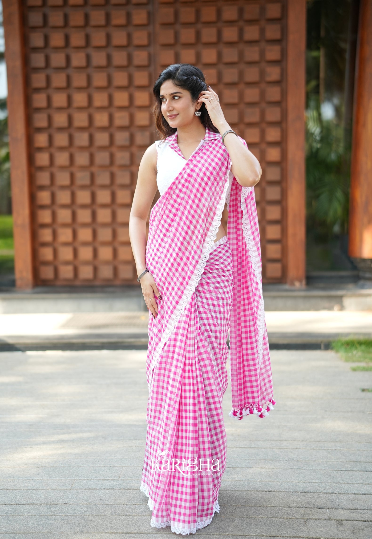 Sunny Picnic Check Mul Cotton Saree