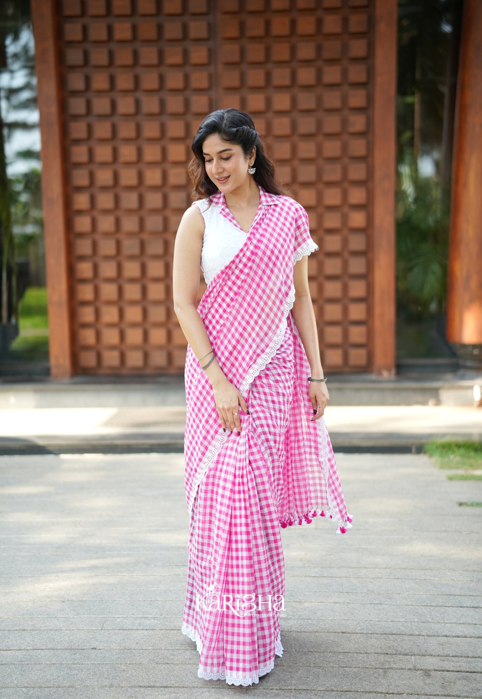 Sunny Picnic Check Mul Cotton Saree
