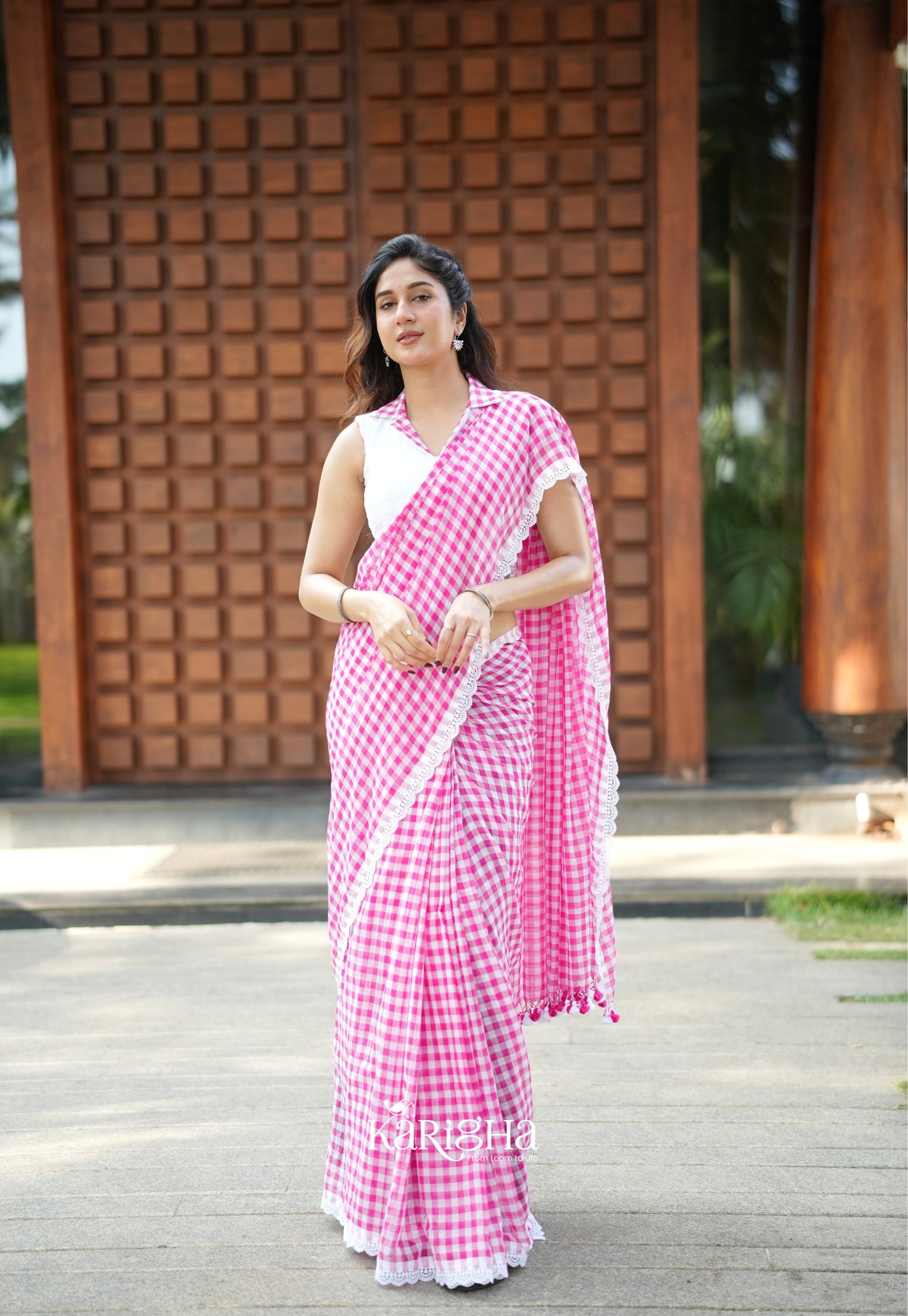 Sunny Picnic Check Mul Cotton Saree
