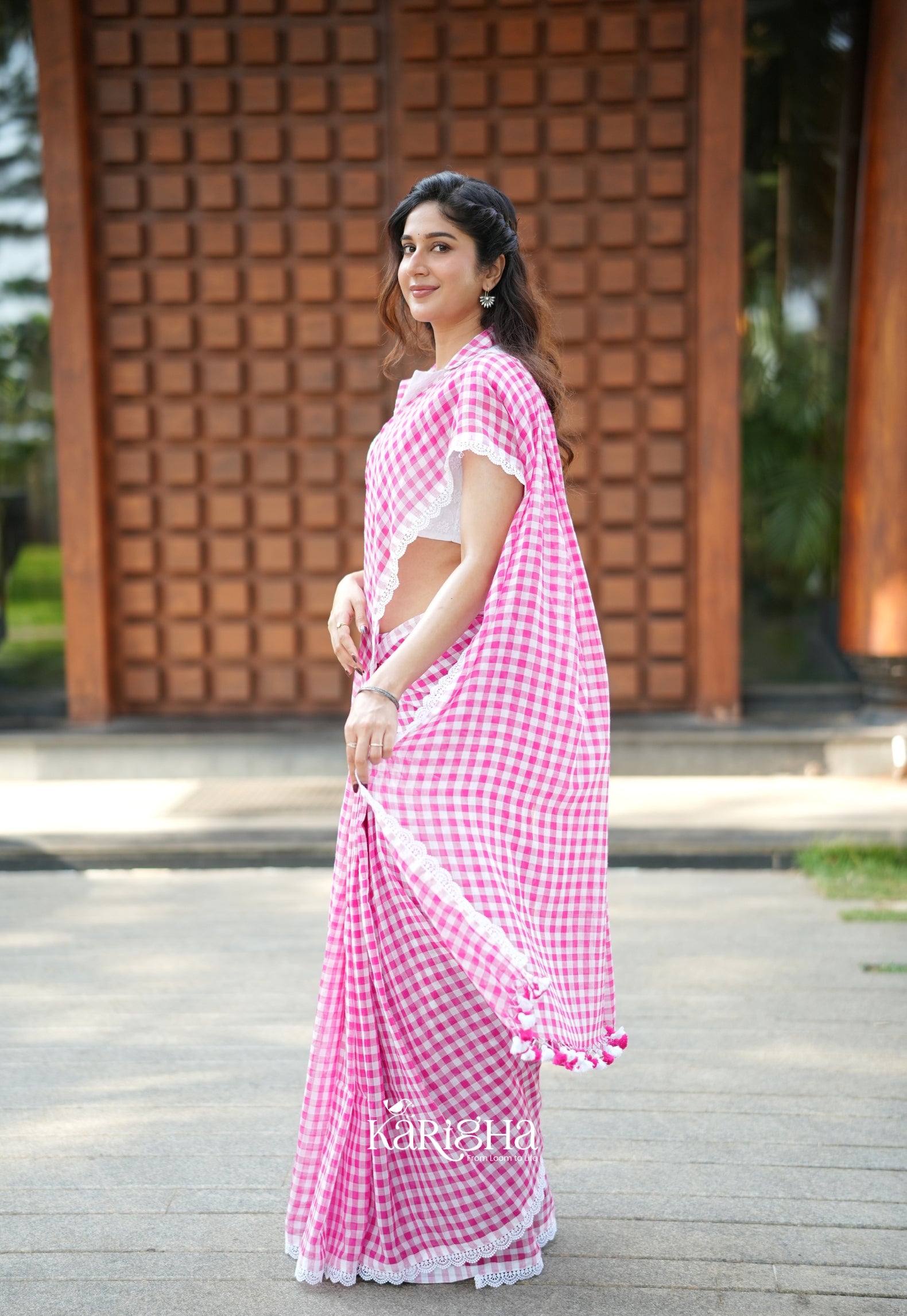 Sunny Picnic Check Mul Cotton Saree