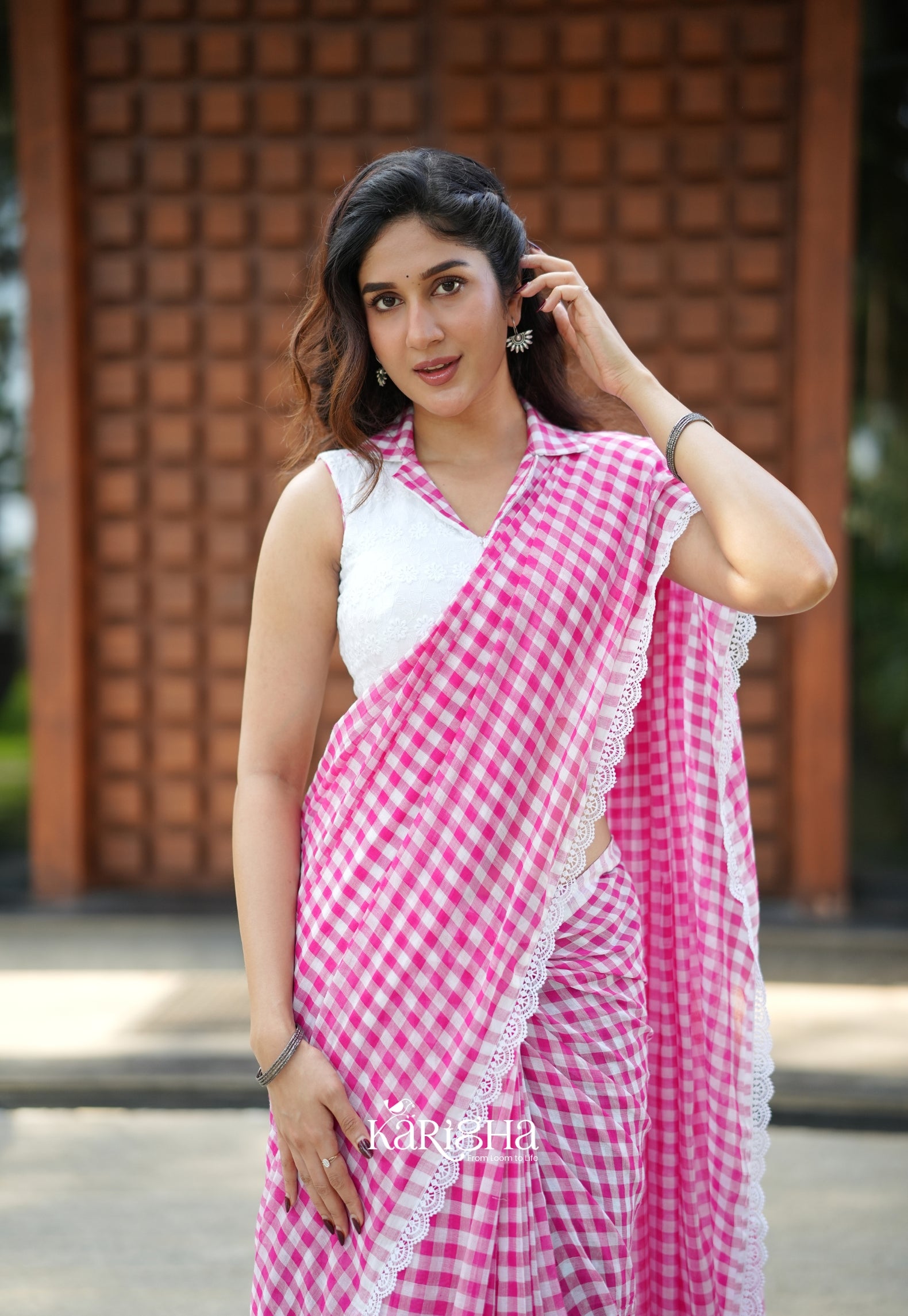 Sunny Picnic Check Mul Cotton Saree