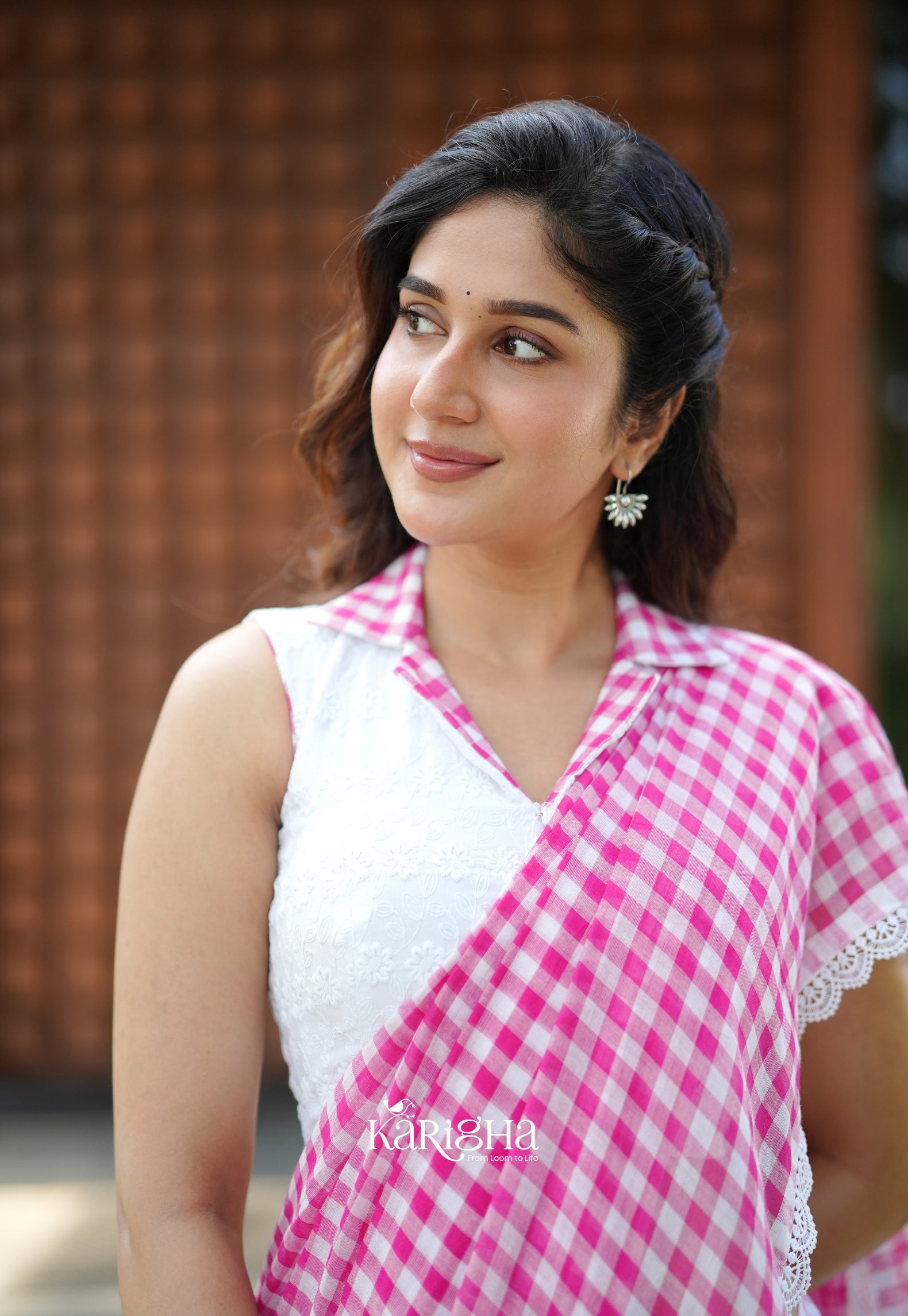 Sunny Picnic Check Mul Cotton Saree