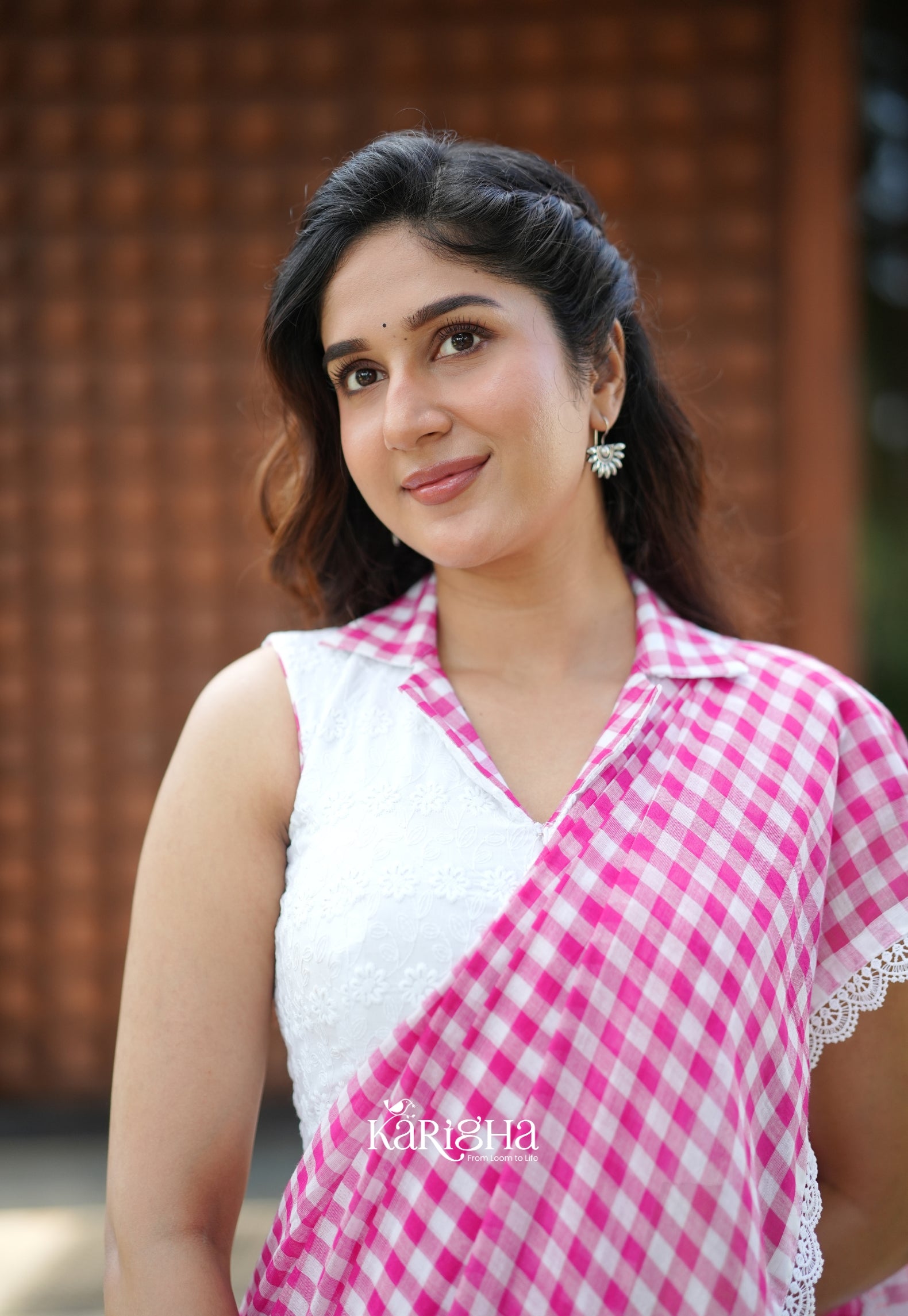 Sunny Picnic Check Mul Cotton Saree