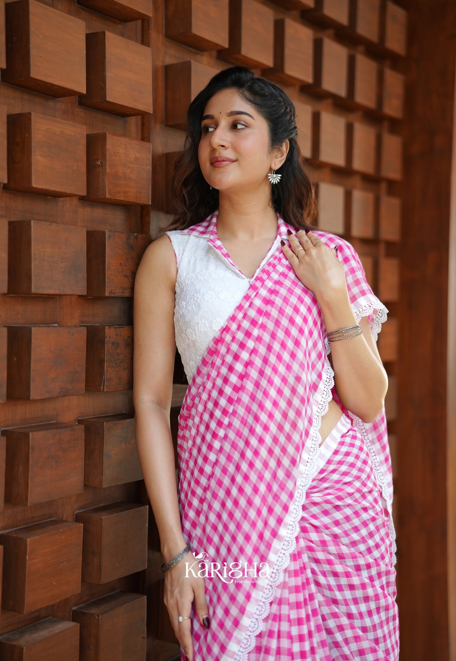 Sunny Picnic Check Mul Cotton Saree