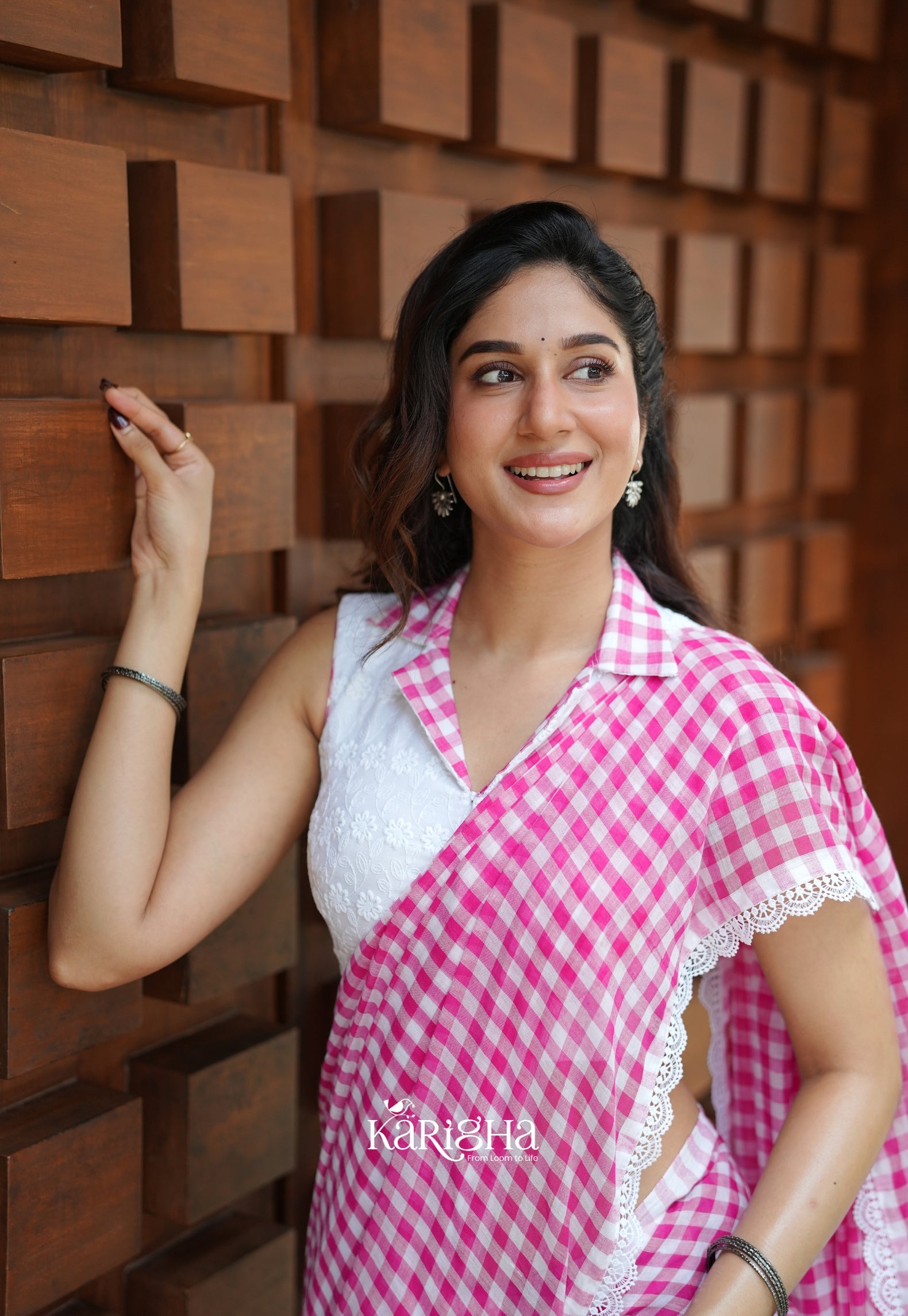 Sunny Picnic Check Mul Cotton Saree