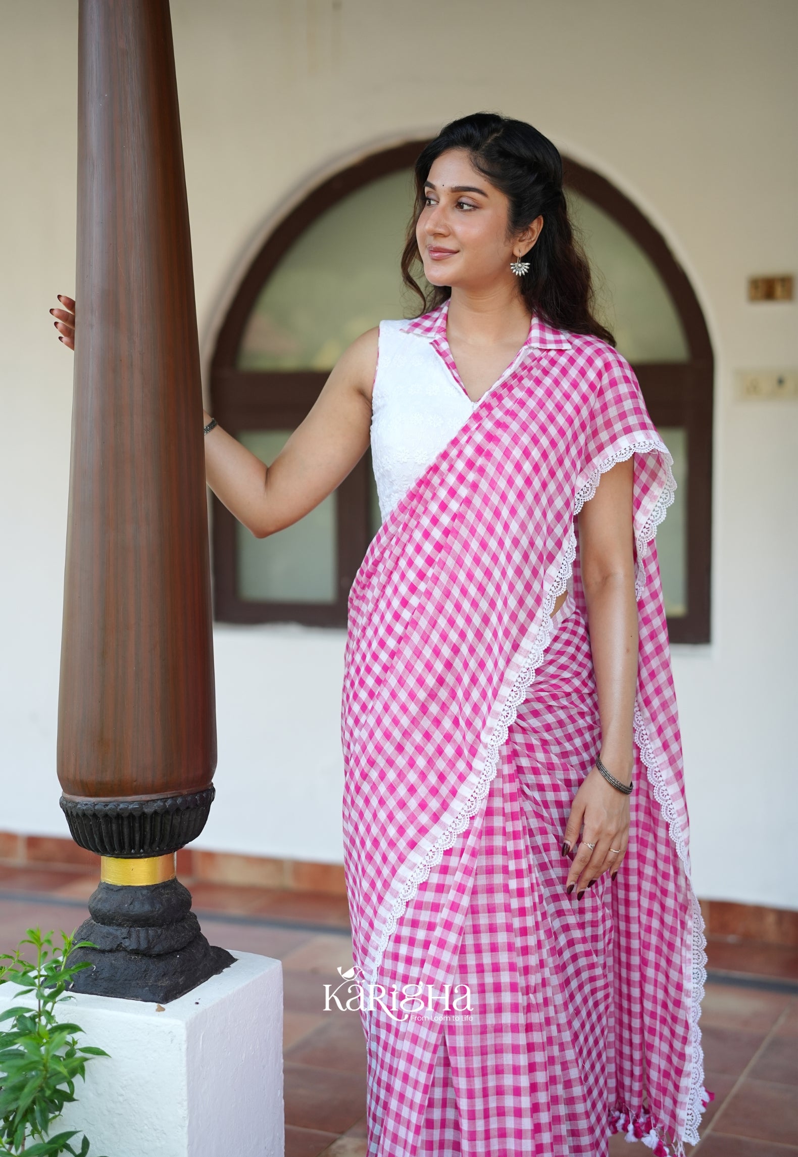 Sunny Picnic Check Mul Cotton Saree