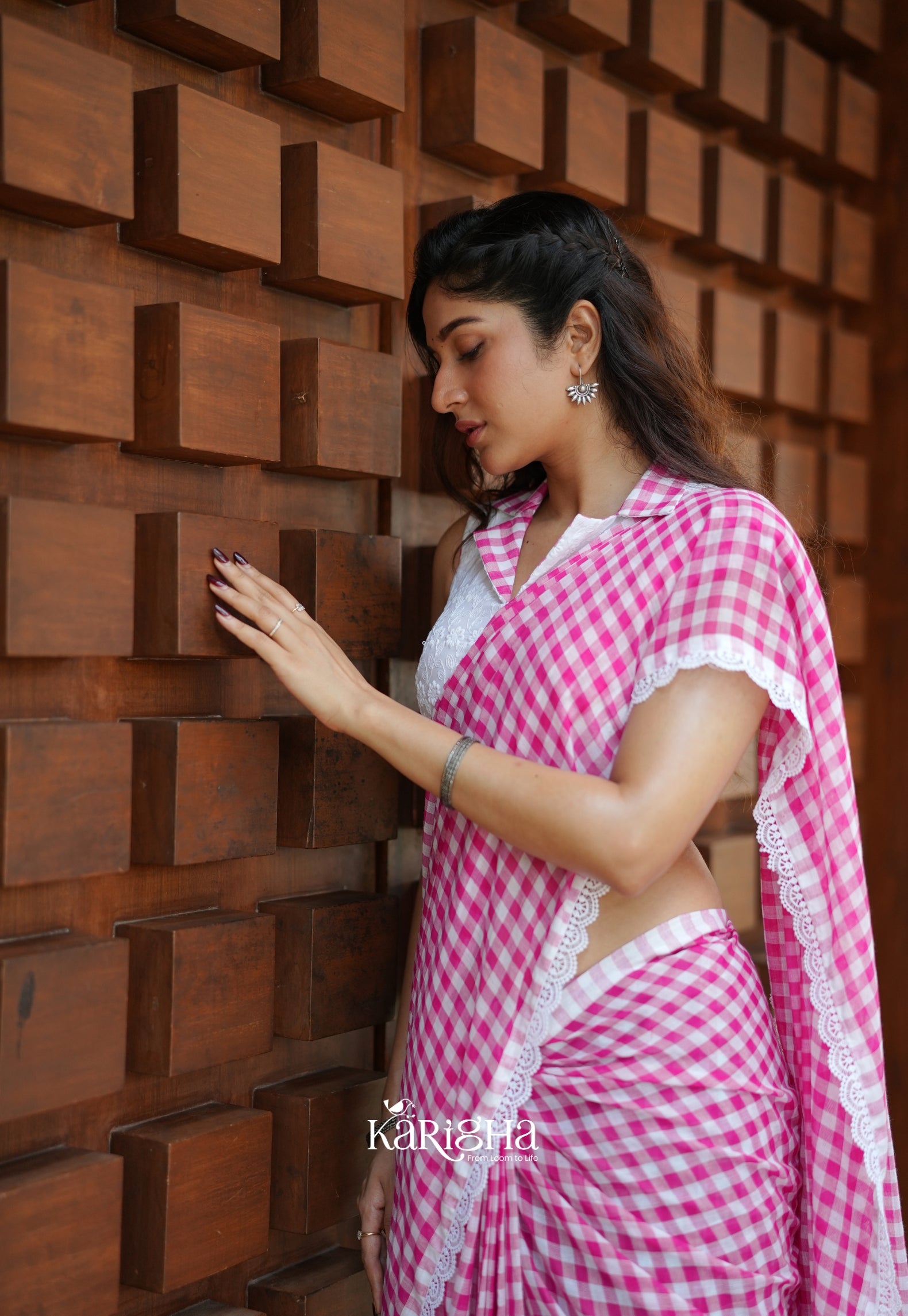 Sunny Picnic Check Mul Cotton Saree
