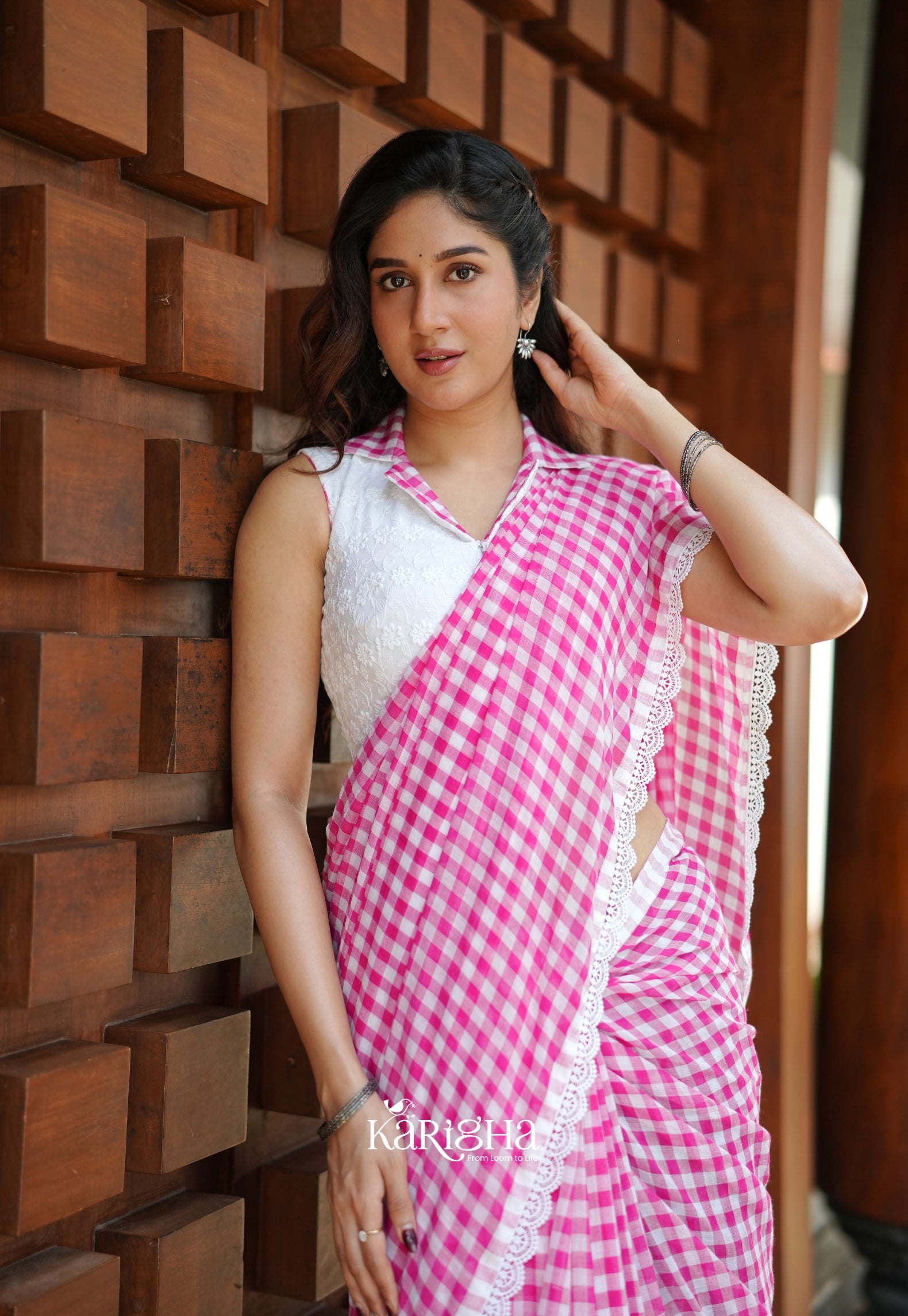 Sunny Picnic Check Mul Cotton Saree